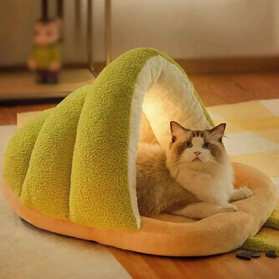 Cozy Pet Nest - Caterpillar Shape Plush Interior