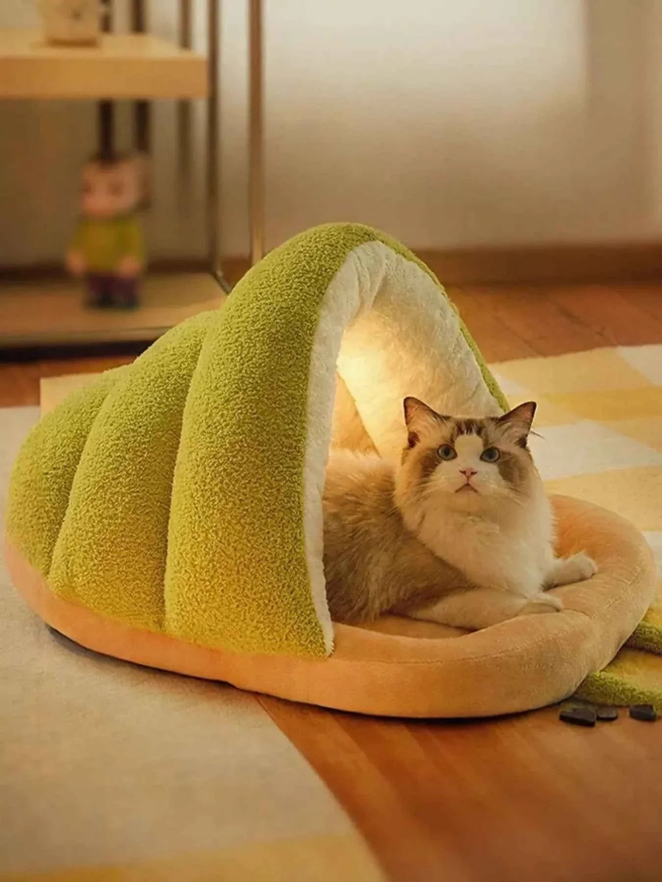 Cozy Pet Nest - Caterpillar Shape Plush Interior