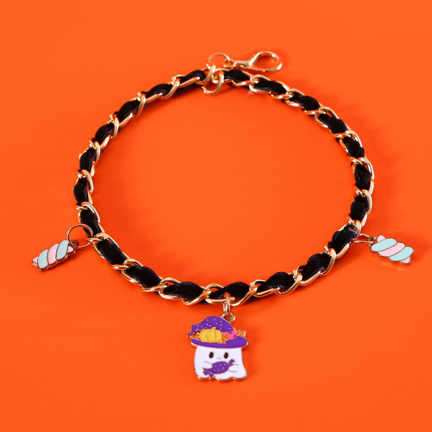Luxurious Velvet Halloween Pet Collar - Gothic Bat Dripping Design