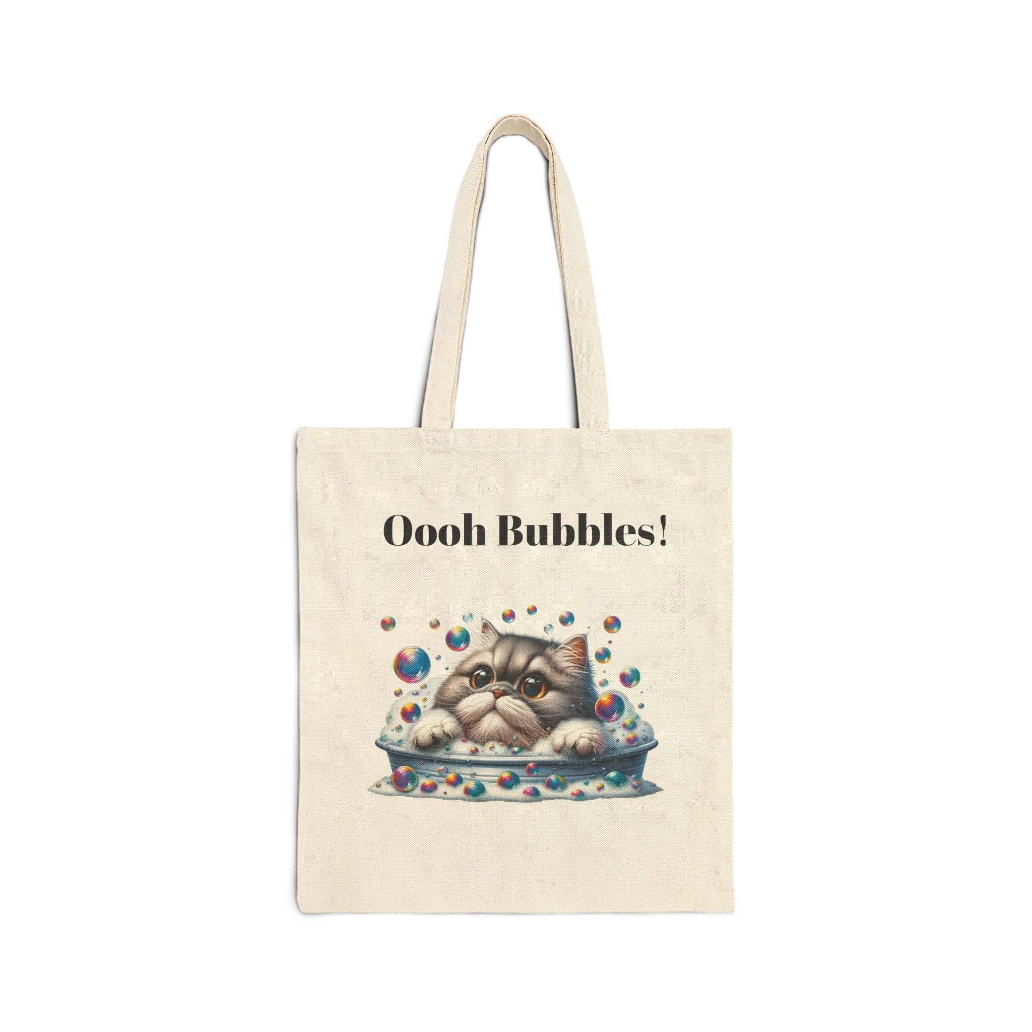 Funny Cat Bubble Bath - Cotton Canvas Tote Bag