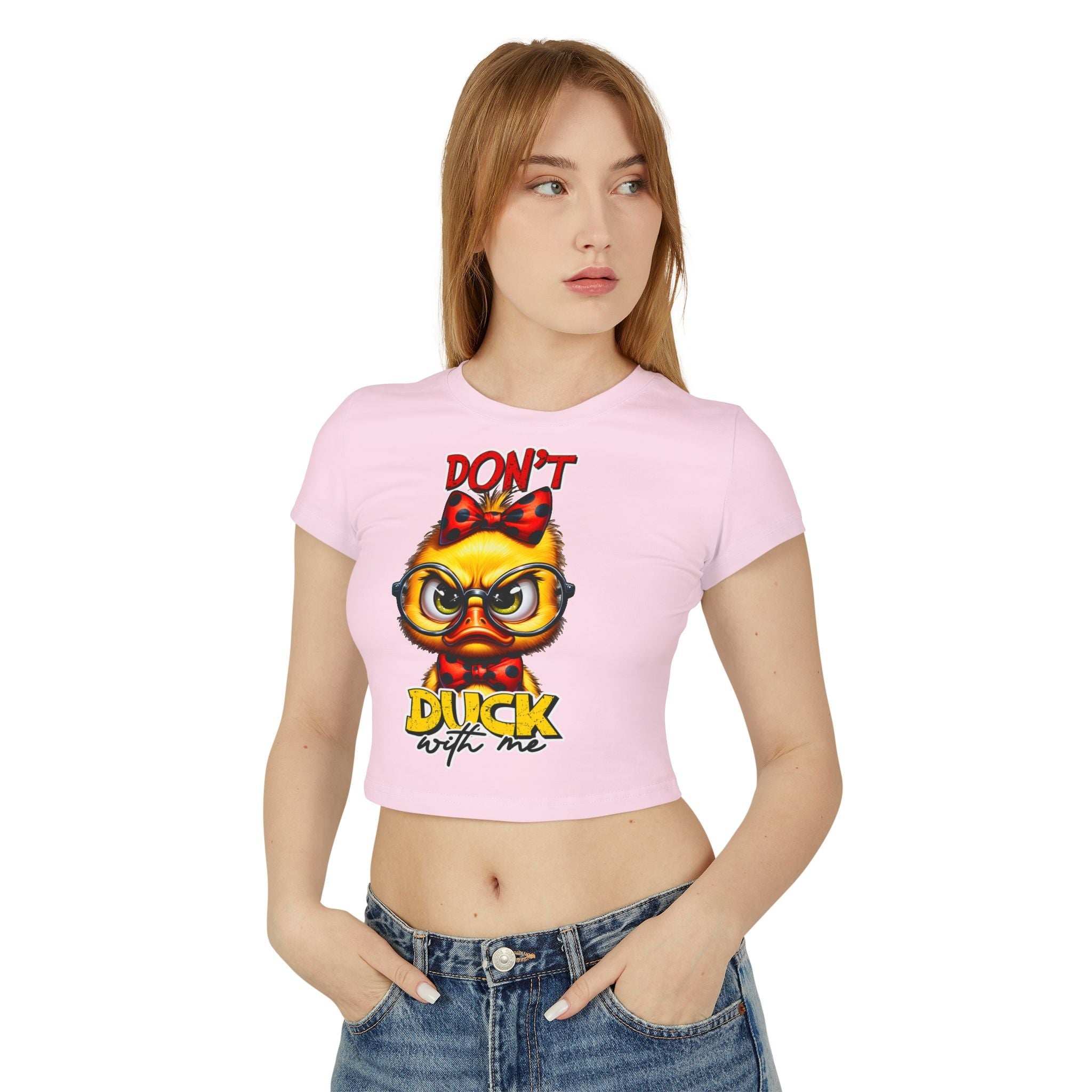 Funny Duck Graphic Women's Baby Tee - Don't Duck with Me
