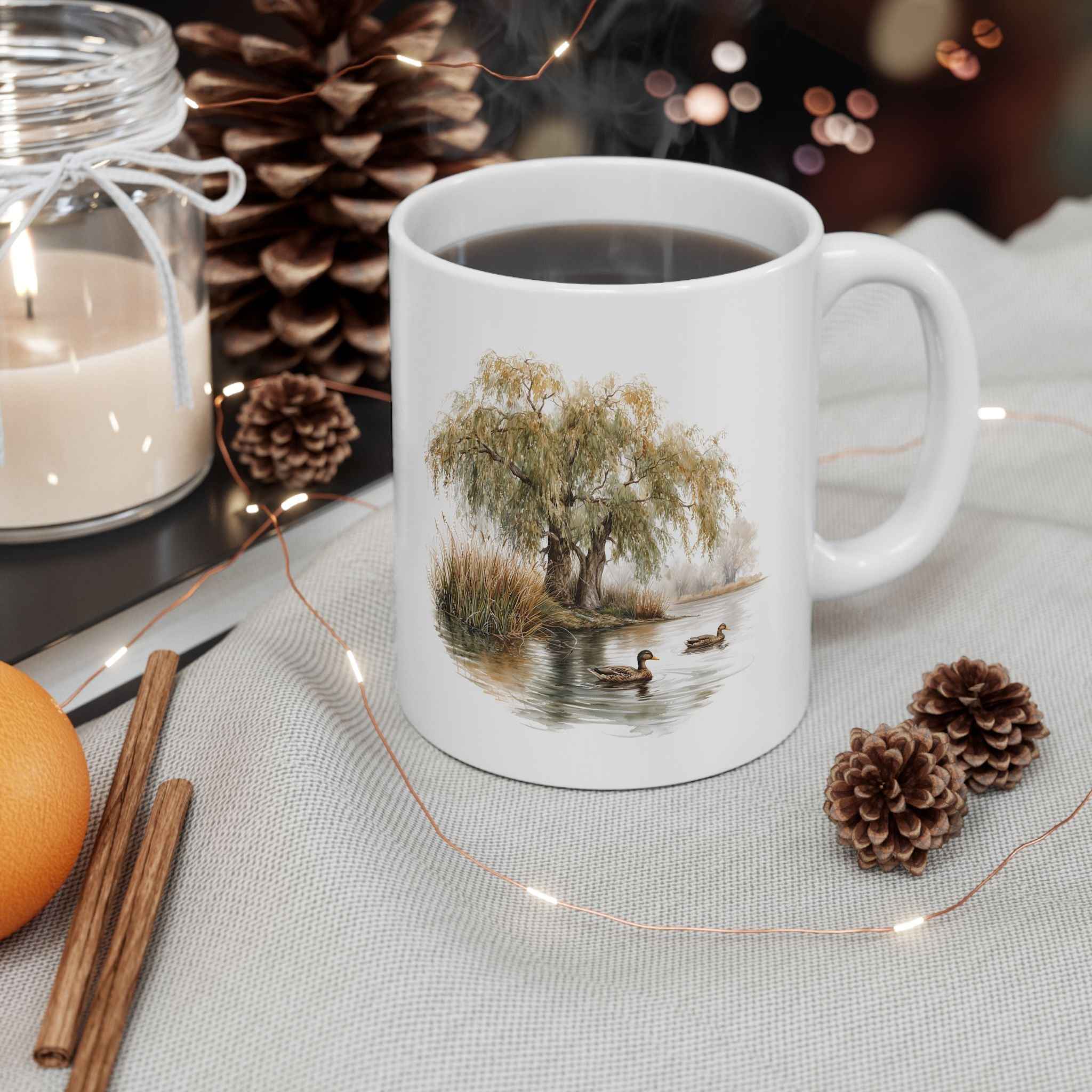 Vintage Country Ceramic Mug - Rustic Animal Coffee Cup