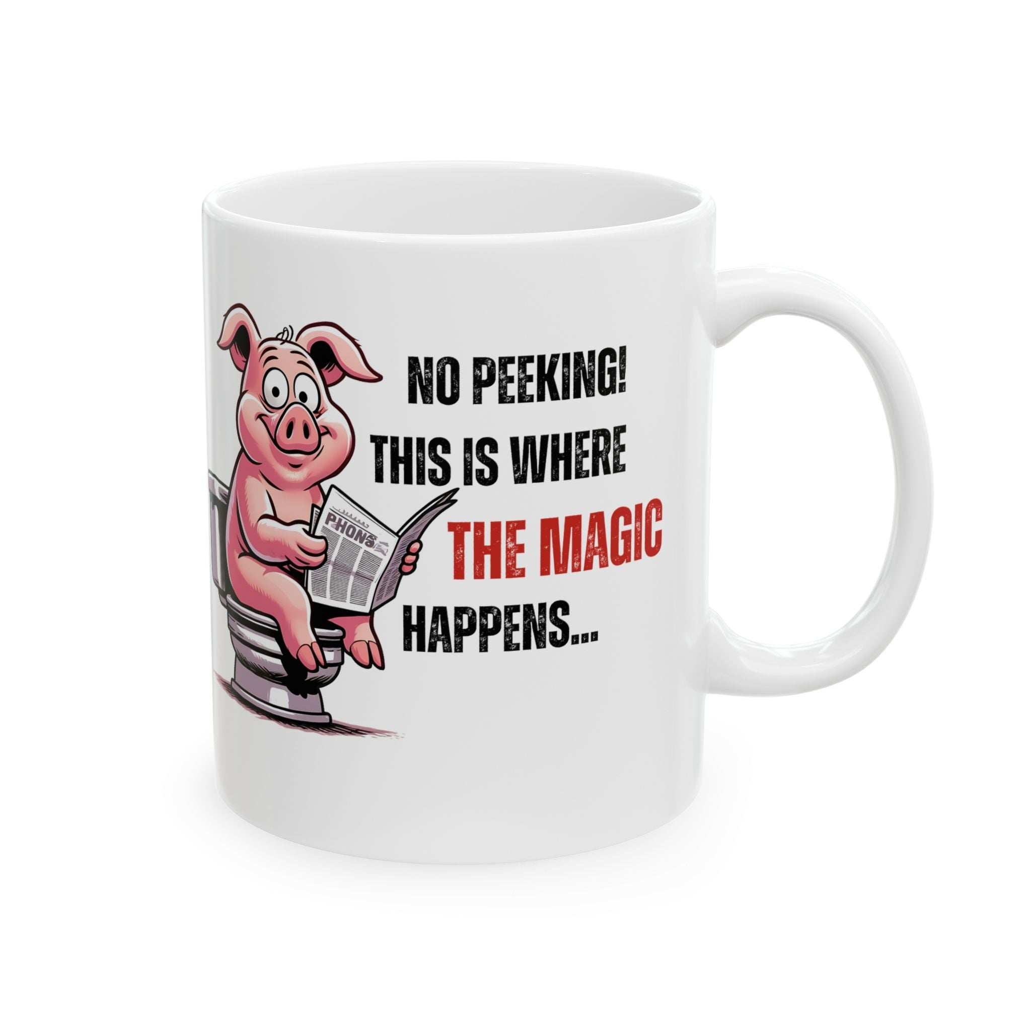 Funny Ceramic Mug - 'No Peeking!' Pig Design - Perfect Gift for Friends or Family