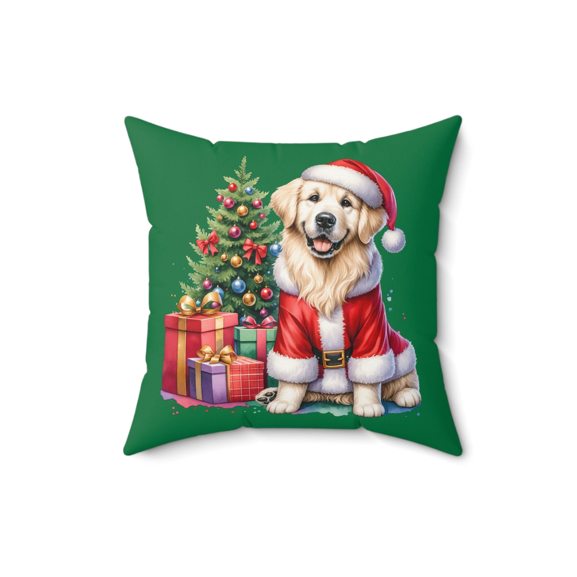 Christmas Golden Retriever Pillow - Festive Holiday Decor