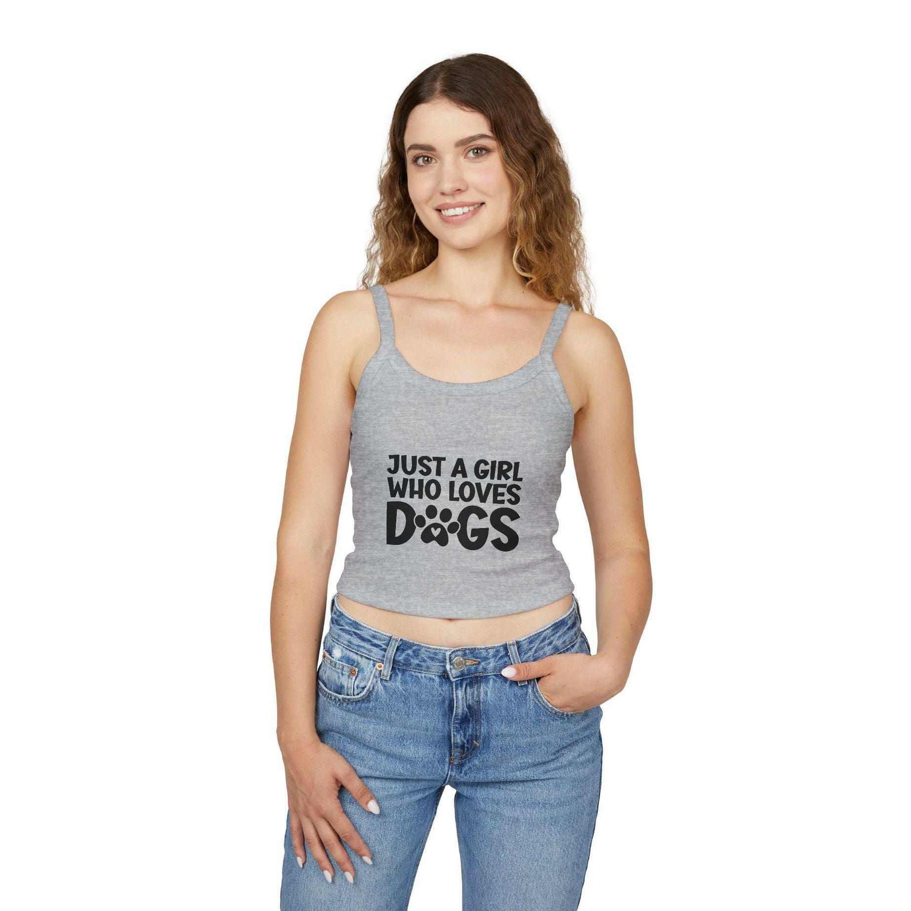 Just a Girl Who Loves Dogs Spaghetti Strap Tank Top - Cute Pet Lover Apparel