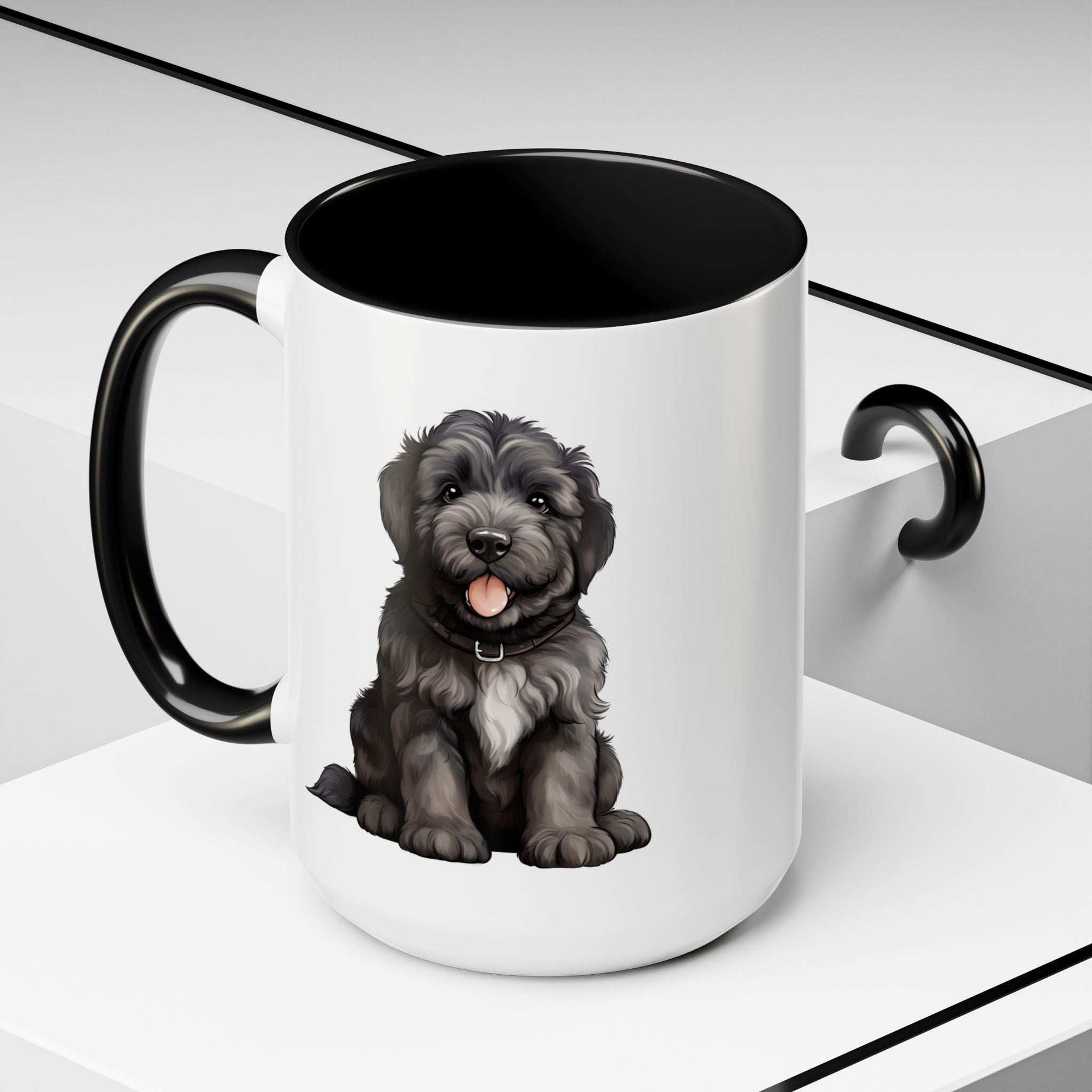 Cute Bouvier Des Flanders Dog Design Accent Coffee Mug - 11oz & 15oz
