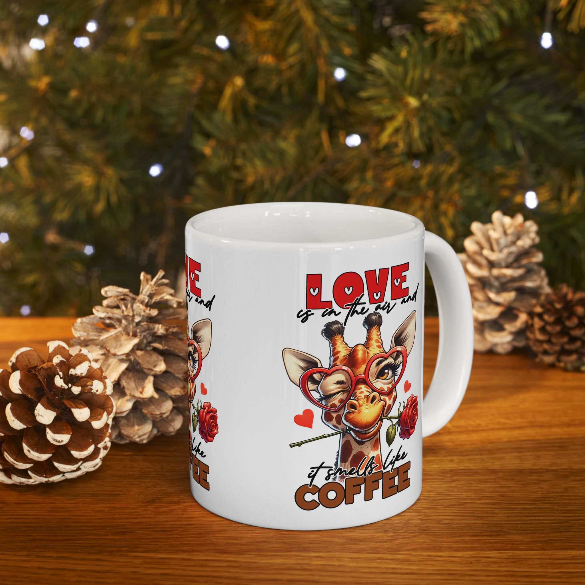Love & Coffee Ceramic Mug - Cute Giraffe Design, 11oz/15oz