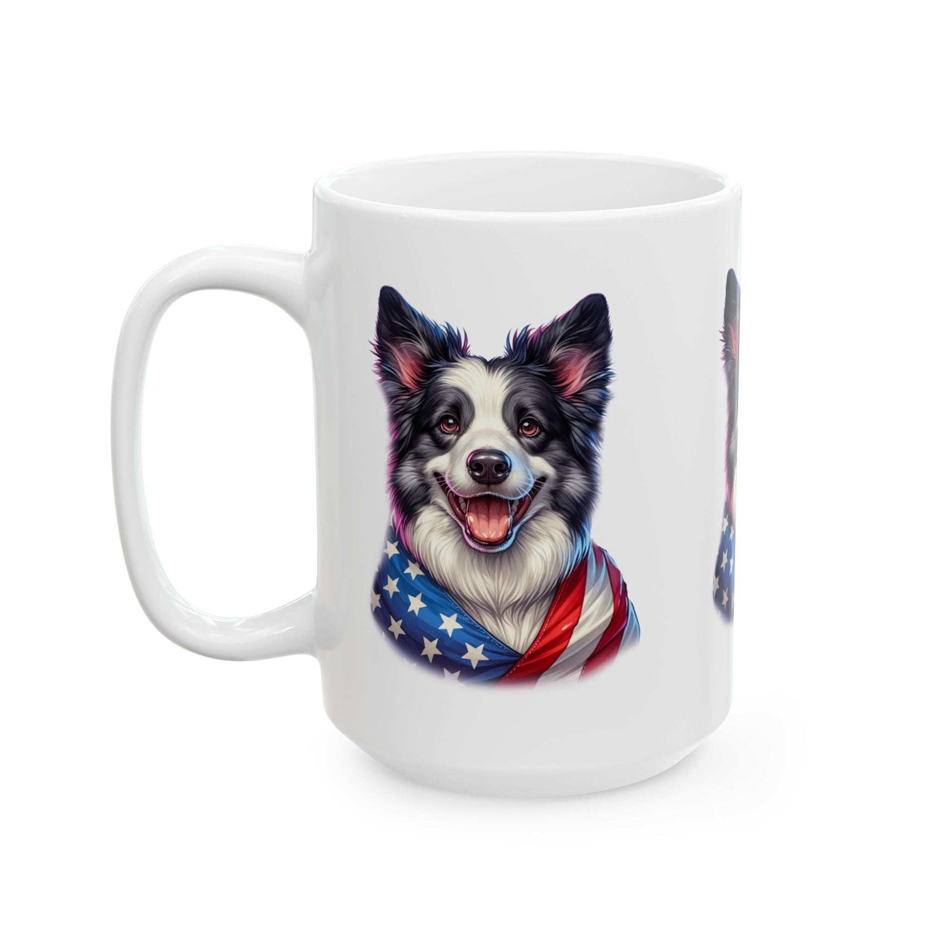 Border Collie Patriotic Dog Ceramic Mug - 11oz & 15oz