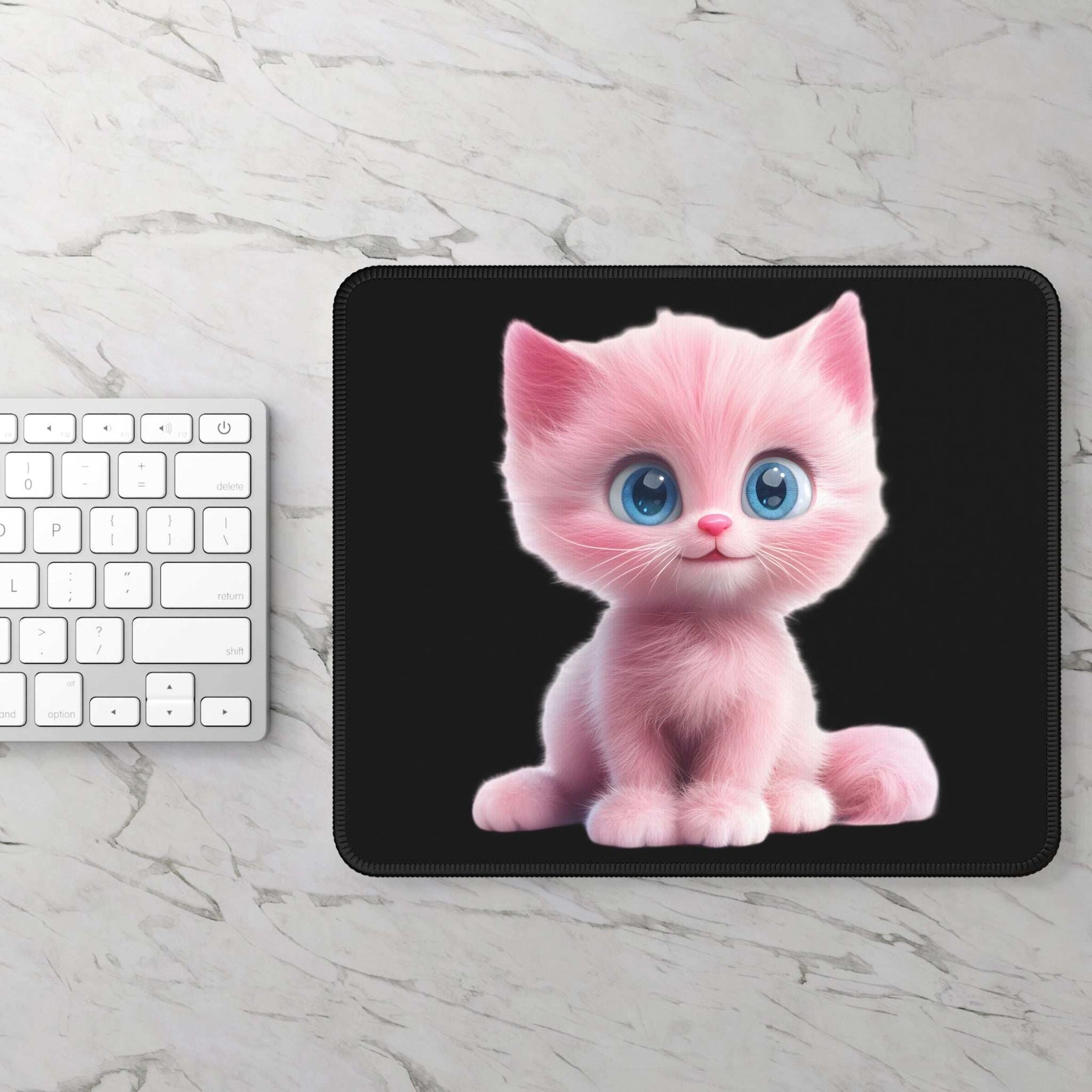 Cute Pink Cat Gaming Mouse Pad - Adorable Desk Accessory for Animal Lovers