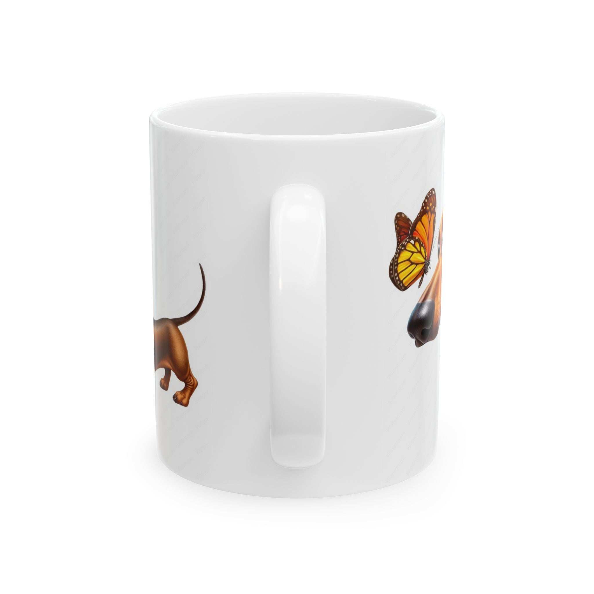 Cute Dachshund and Butterfly Ceramic Mug - Fun 11oz & 15oz Coffee Cup for Animal Lovers