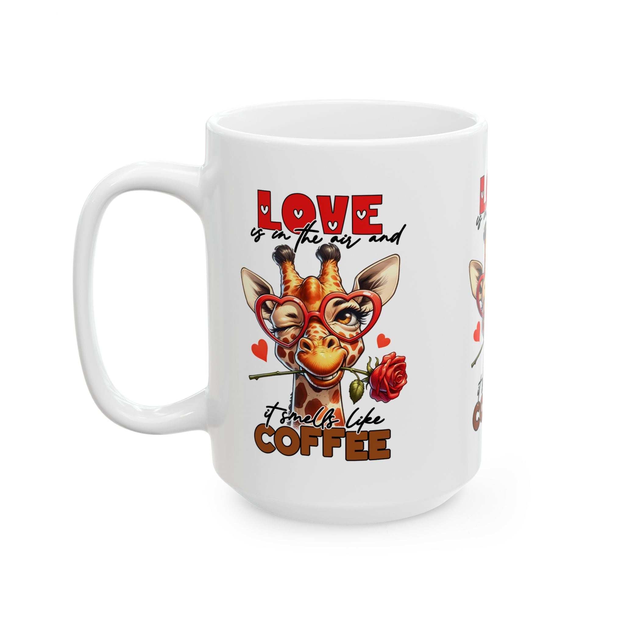 Love & Coffee Ceramic Mug - Cute Giraffe Design, 11oz/15oz