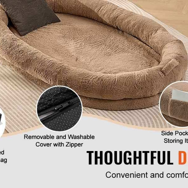 Giant Human Dog Bed - 72" Washable for Adults & Large Dogs