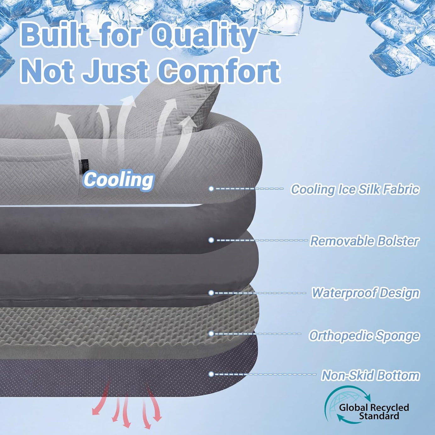 Cooling Human Dog Bed For Adults & Pets - Breathable Floor Lounger