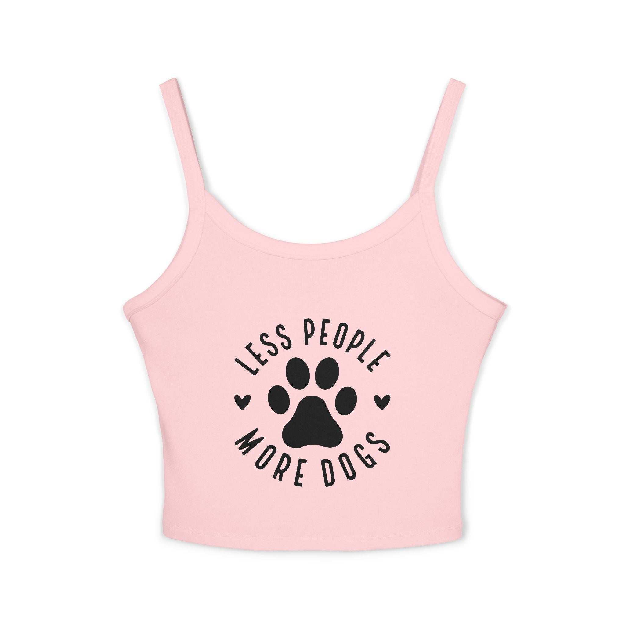 "Less People, More Dogs" Women's Spaghetti Strap Tank Top - Perfect for Dog Lovers