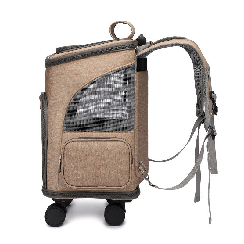 Pet Trolley Backpack - Wheeled Carrier for Cats & Dogs
