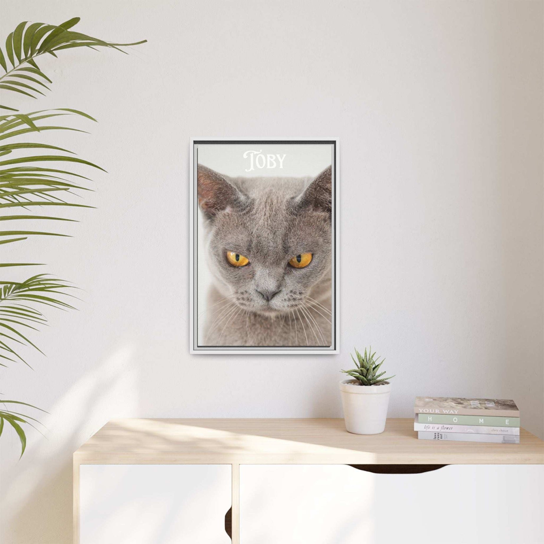 Personalized Photo Wall Art - Framed Matte Canvas Print for Pet Lovers - Customizable Name Print