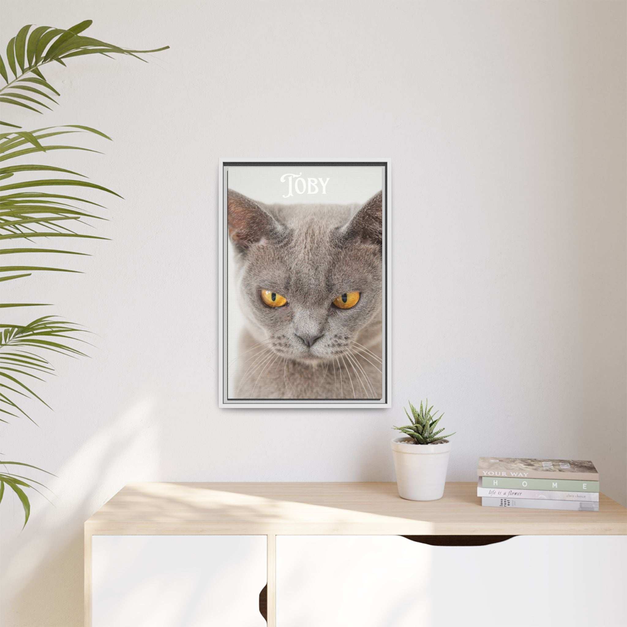 Personalized Photo Wall Art - Framed Matte Canvas Print for Pet Lovers - Customizable Name Print