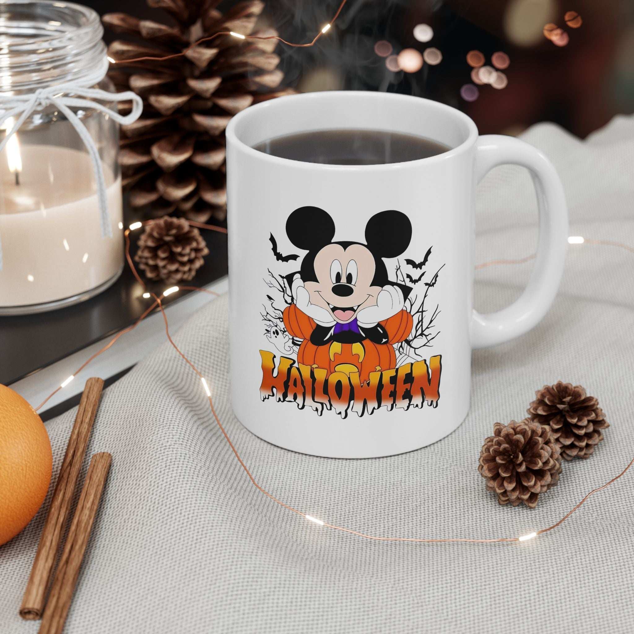 Halloween Ceramic Mug, Spooky Coffee Cup, Trick or Treat Drinkware