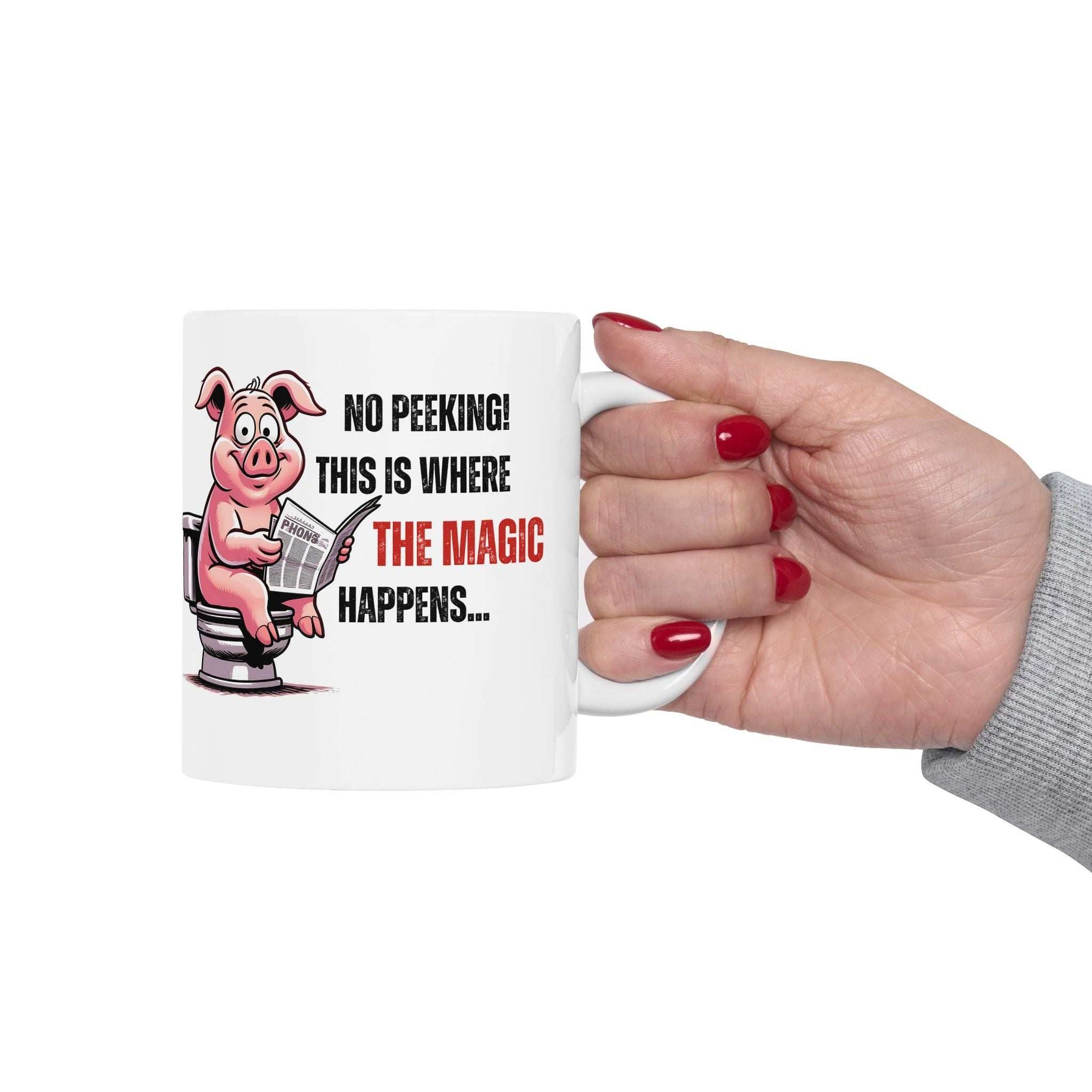 Funny Ceramic Mug - 'No Peeking!' Pig Design - Perfect Gift for Friends or Family