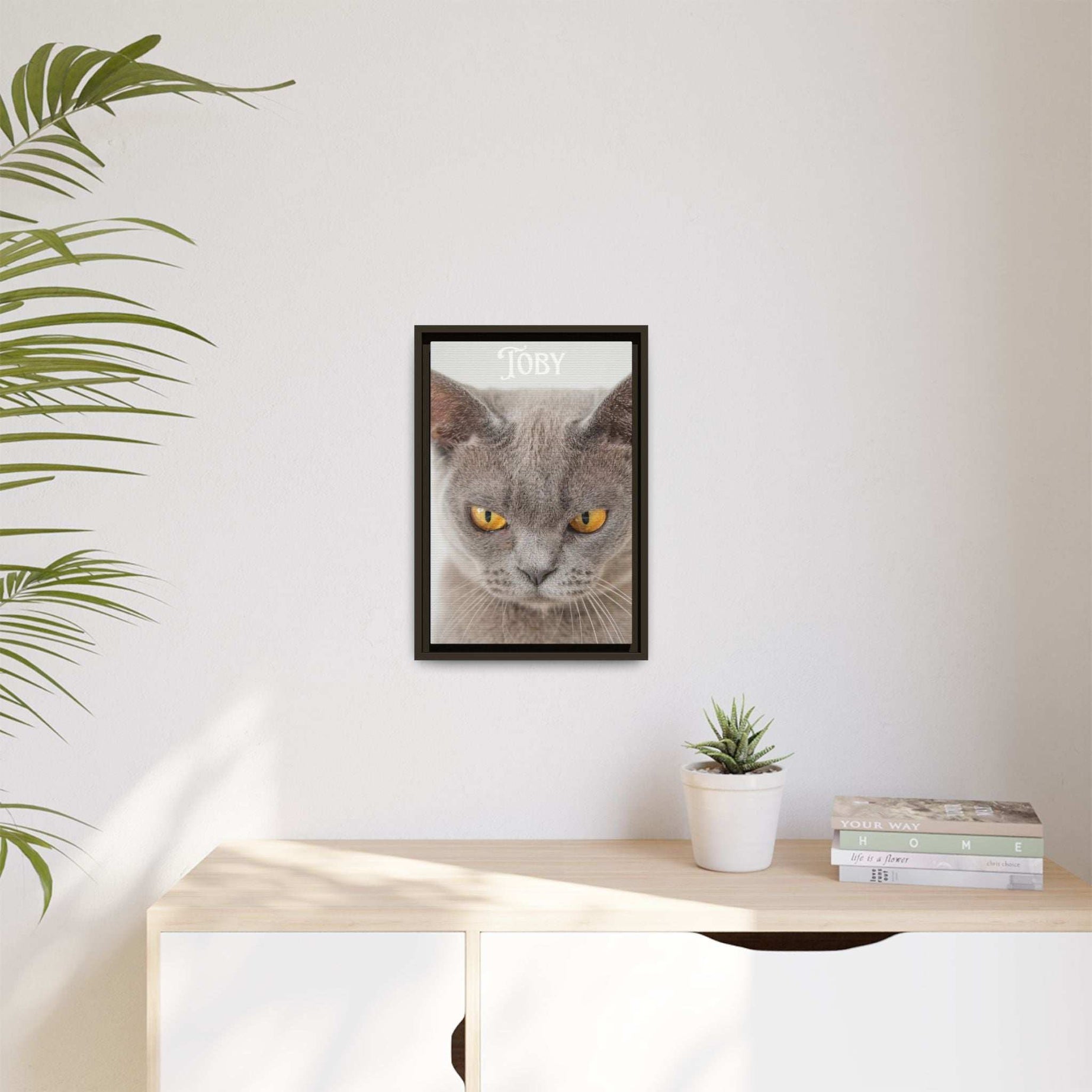 Personalized Photo Wall Art - Framed Matte Canvas Print for Pet Lovers - Customizable Name Print