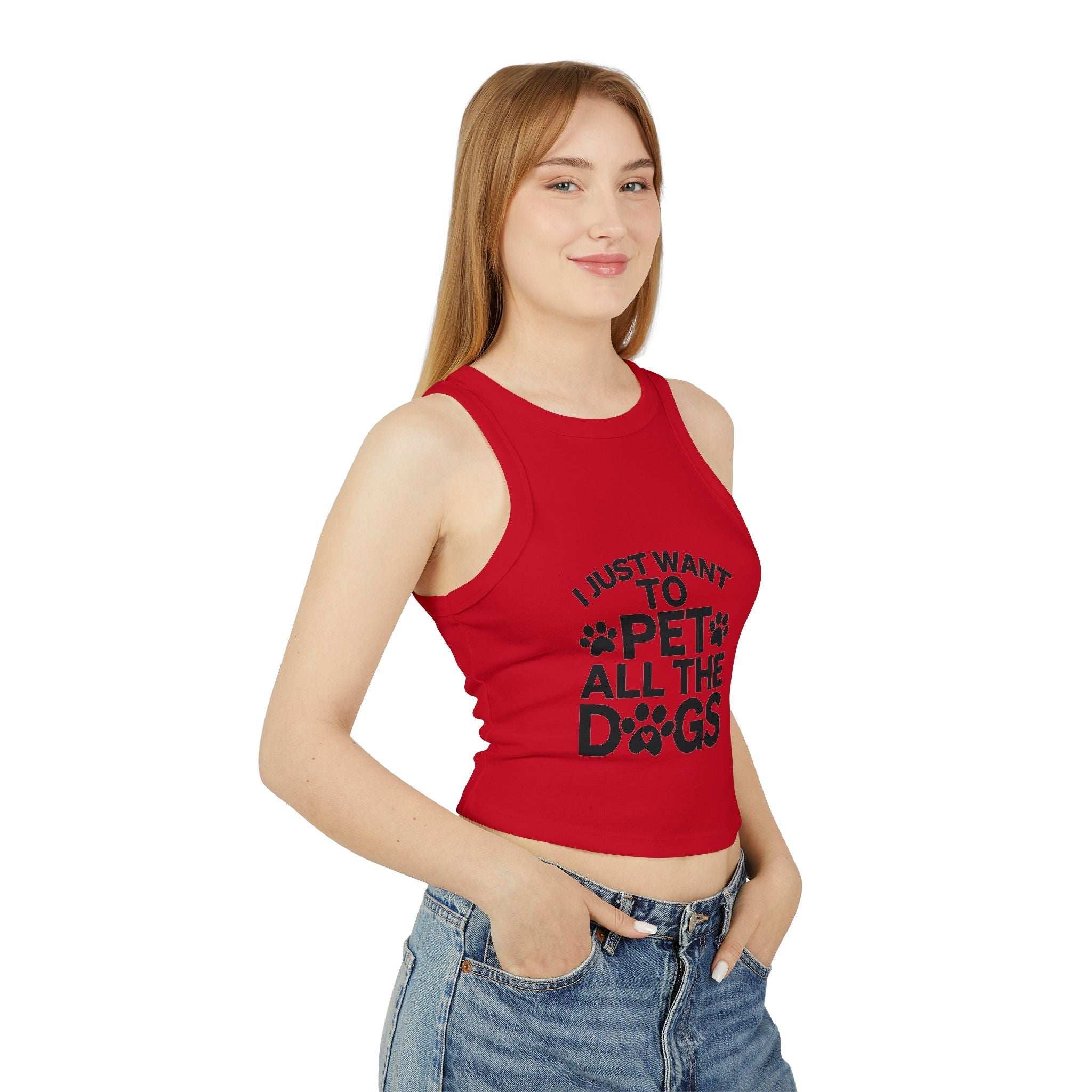 I Just Want to Pet All the Dogs - Women's Micro Rib Racer Tank Top - Cute Pet Lover Apparel