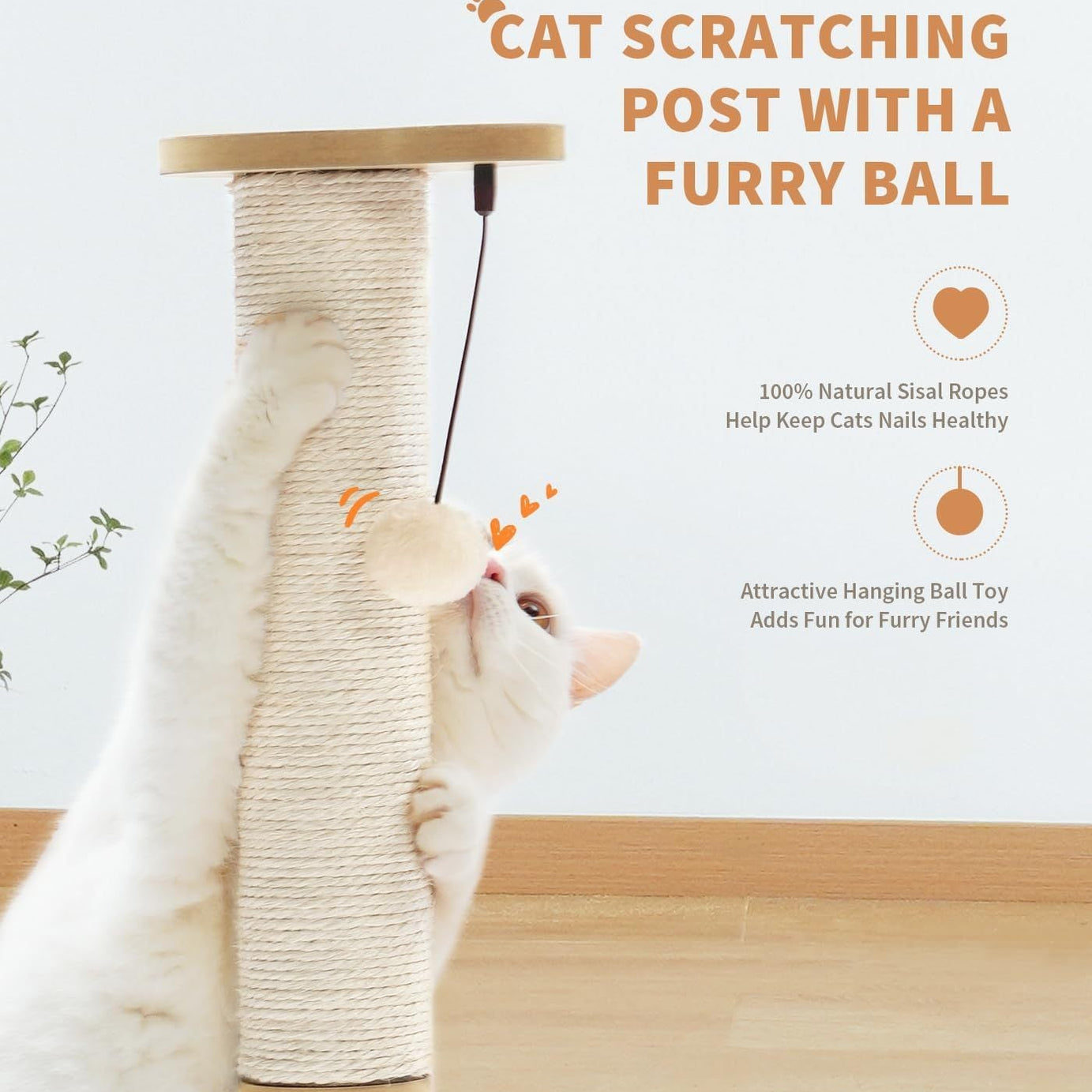 Cat Scratching Post Sisal - 3 Track Ball Lane Hanging Toy