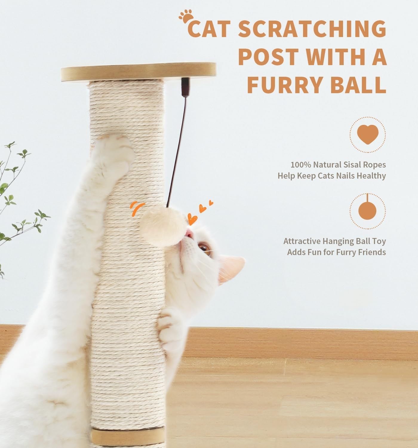 Cat Scratching Post Sisal - 3 Track Ball Lane Hanging Toy