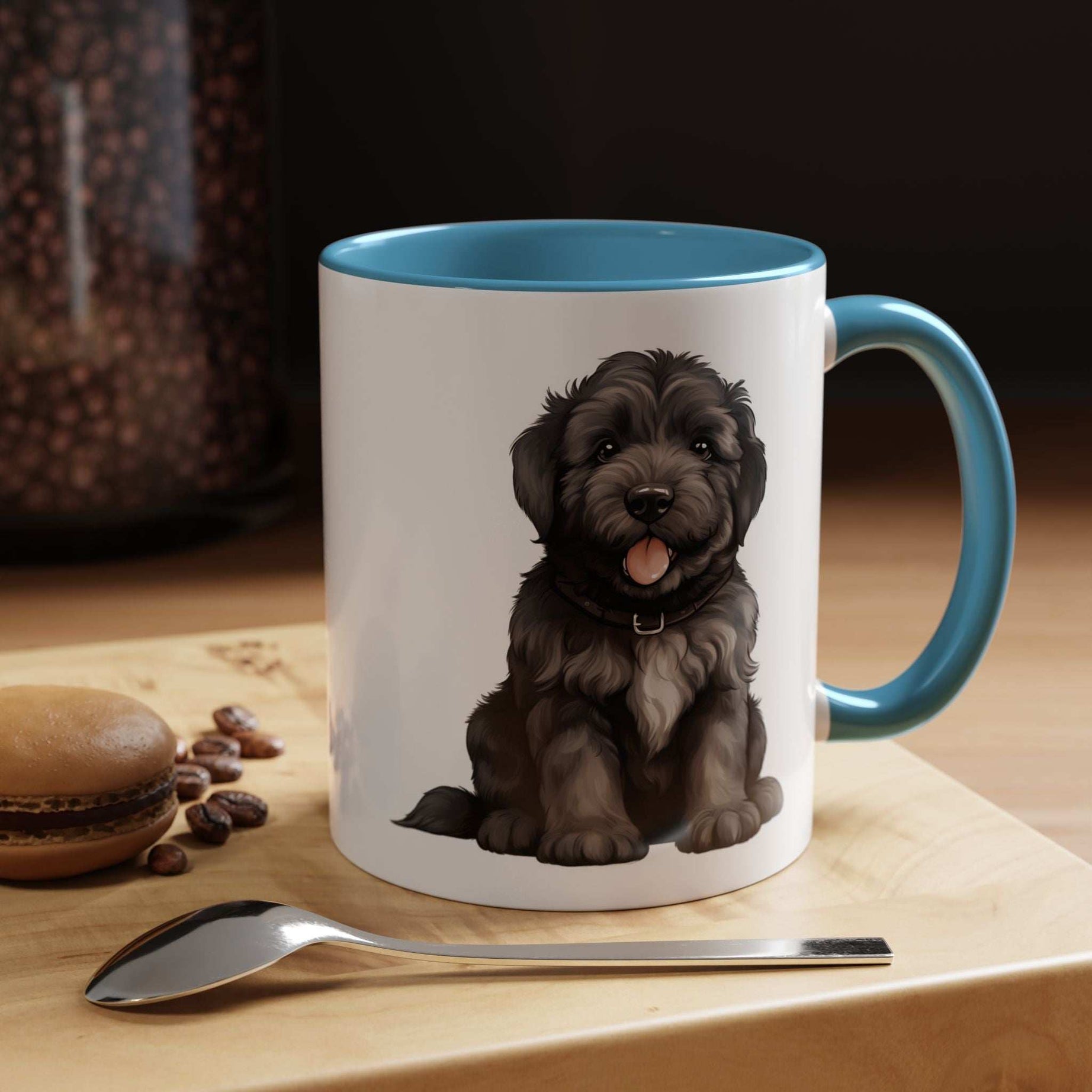 Cute Bouvier Des Flanders Dog Design Accent Coffee Mug - 11oz & 15oz