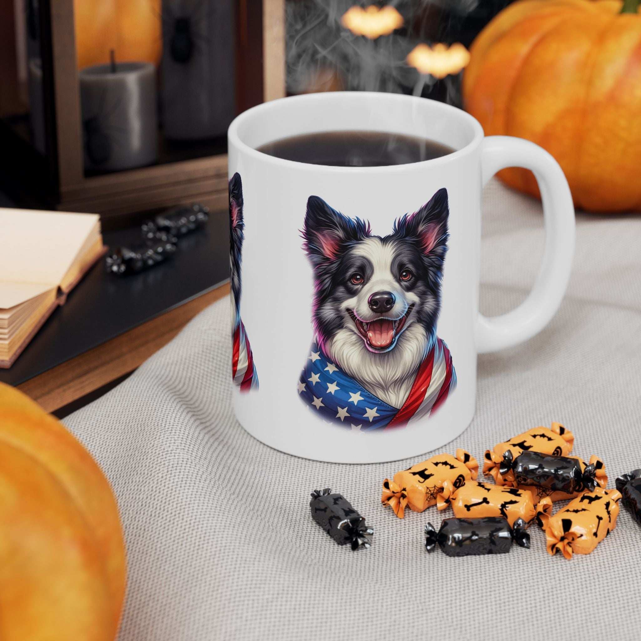 Border Collie Patriotic Dog Ceramic Mug - 11oz & 15oz