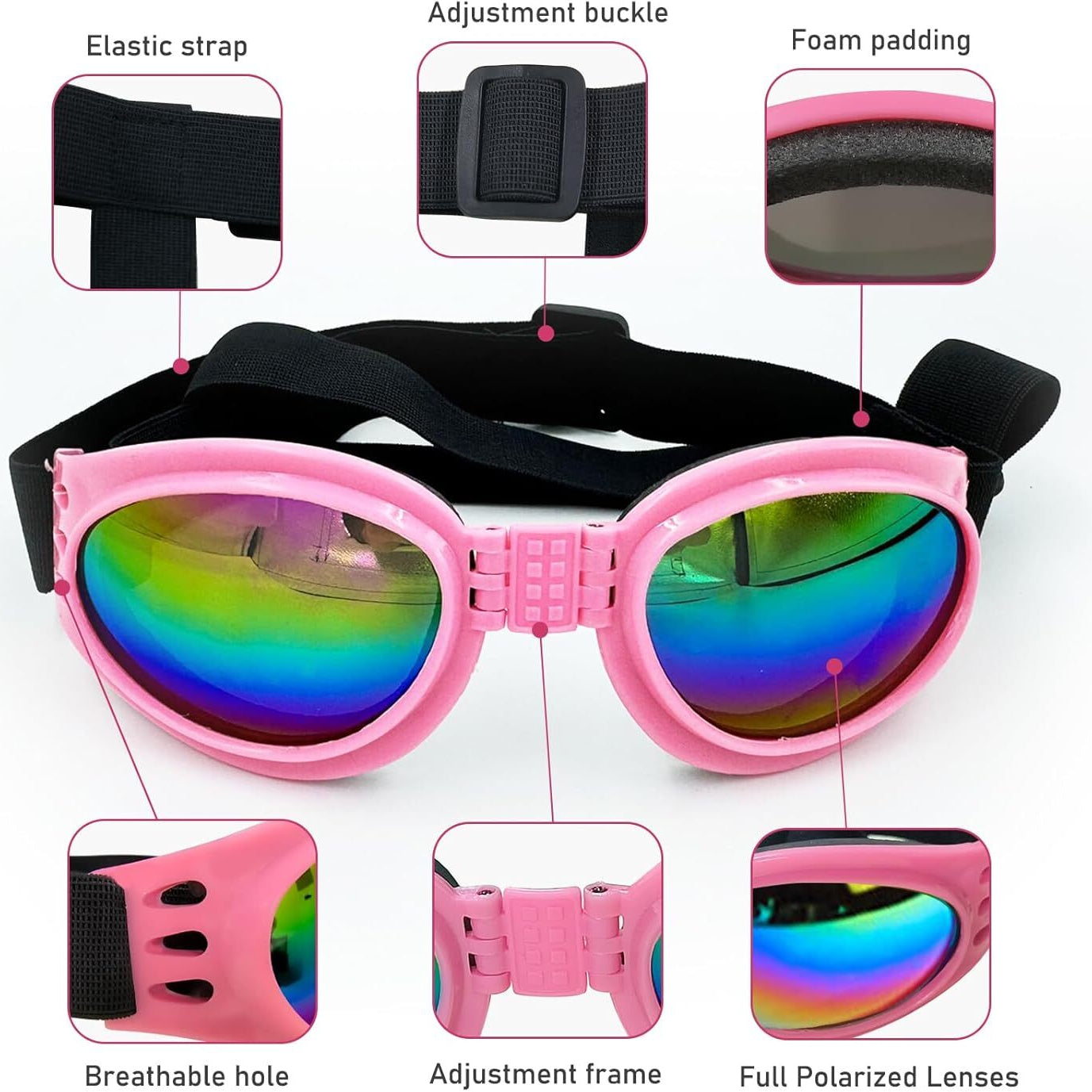 Pet Sunglasses UV Protection - 3 Pack Adjustable Dog Cat
