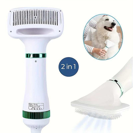 2-in-1 Portable Pet Hair Dryer And Grooming Brush For Dogs And Cats