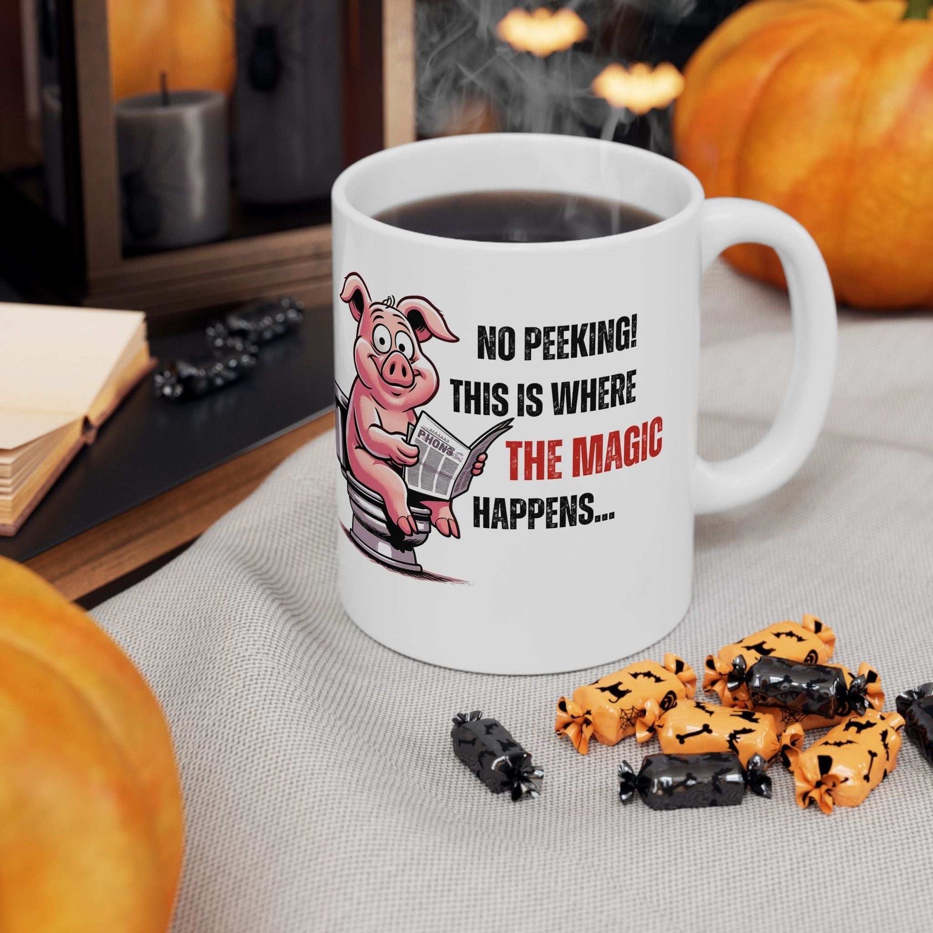 Funny Ceramic Mug - 'No Peeking!' Pig Design - Perfect Gift for Friends or Family