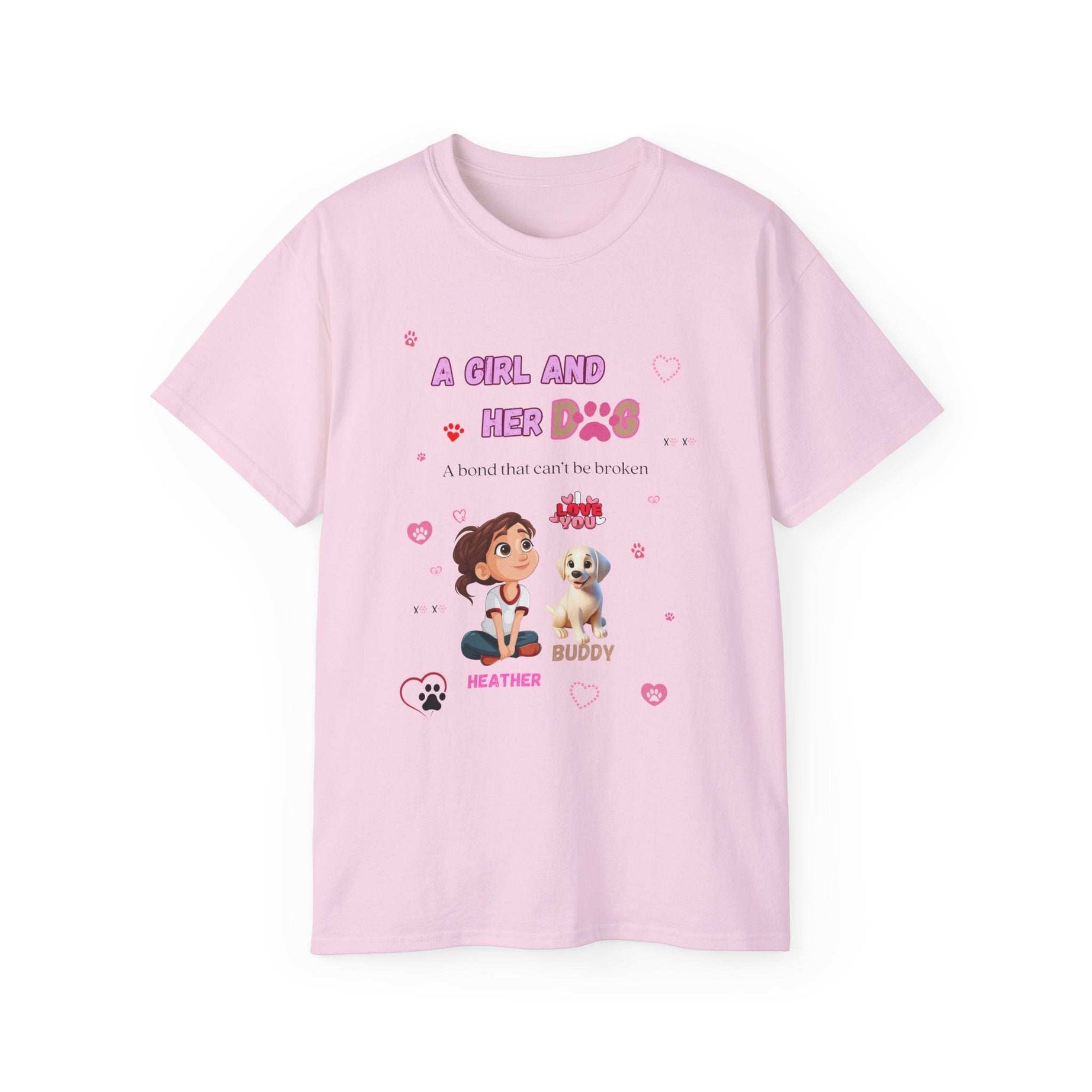 Girl and Her Dog Unisex Tee | Cute Pet Lover Shirt | Personalized Gift