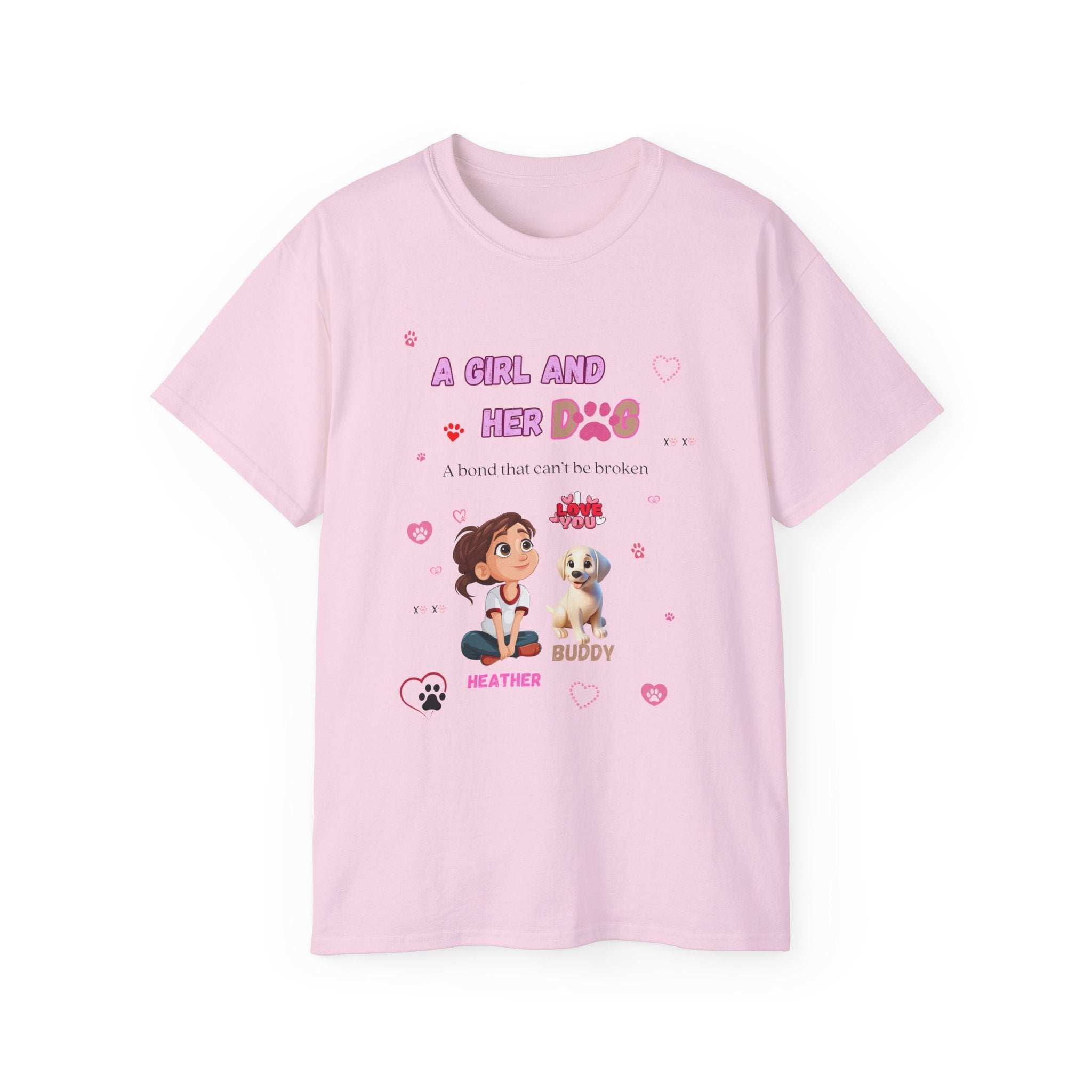 Girl and Her Dog Unisex Tee | Cute Pet Lover Shirt | Personalized Gift