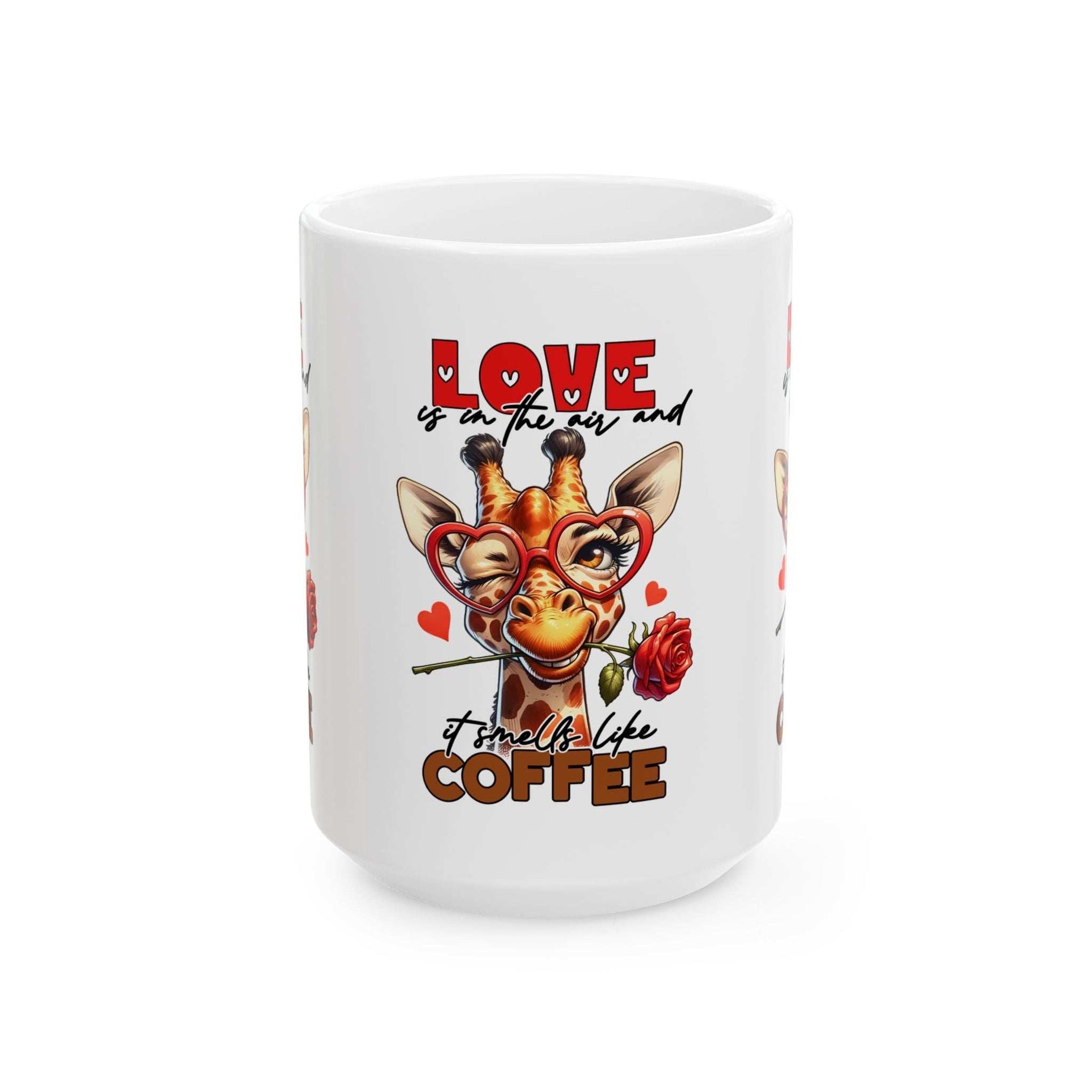 Love & Coffee Ceramic Mug - Cute Giraffe Design, 11oz/15oz