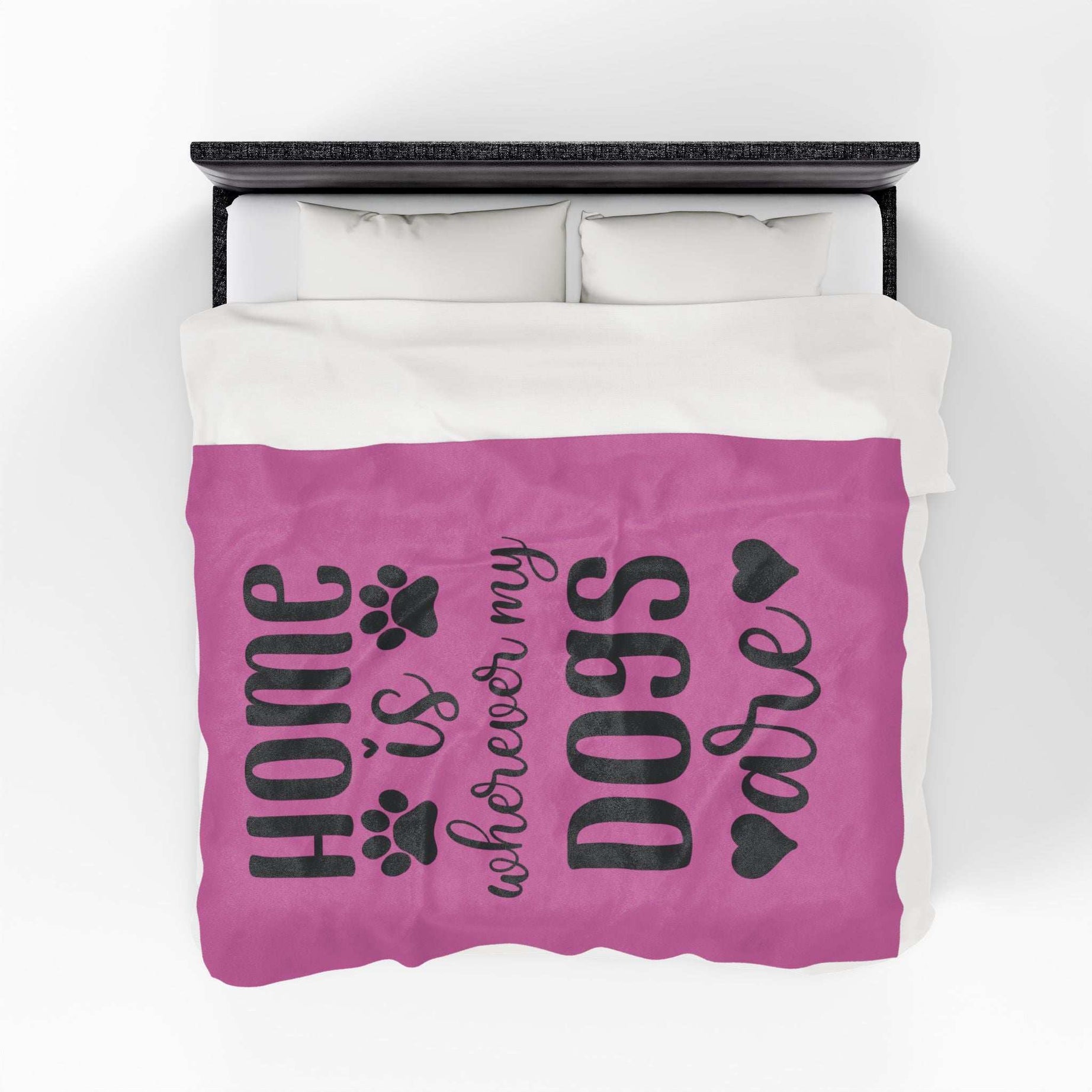 Cozy Pet Lover's Blanket - "Home is Wherever My Dogs Are" - Velveteen Plush