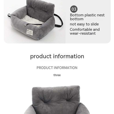 Soft Plush Nest Pet Bed Car Seat - Secure Your Pet