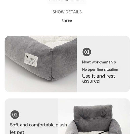 Soft Plush Nest Pet Bed Car Seat - Secure Your Pet