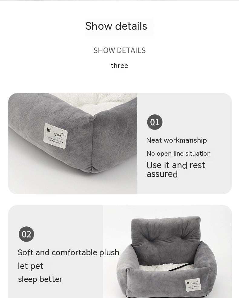 Soft Plush Nest Pet Bed Car Seat - Secure Your Pet