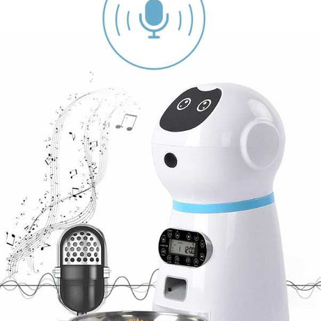 Automatic Robot Style Intelligent Audible Pet Feeder - Record your Message