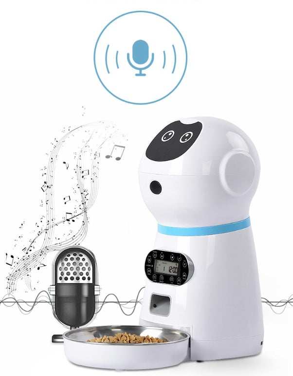 Automatic Robot Style Intelligent Audible Pet Feeder - Record your Message