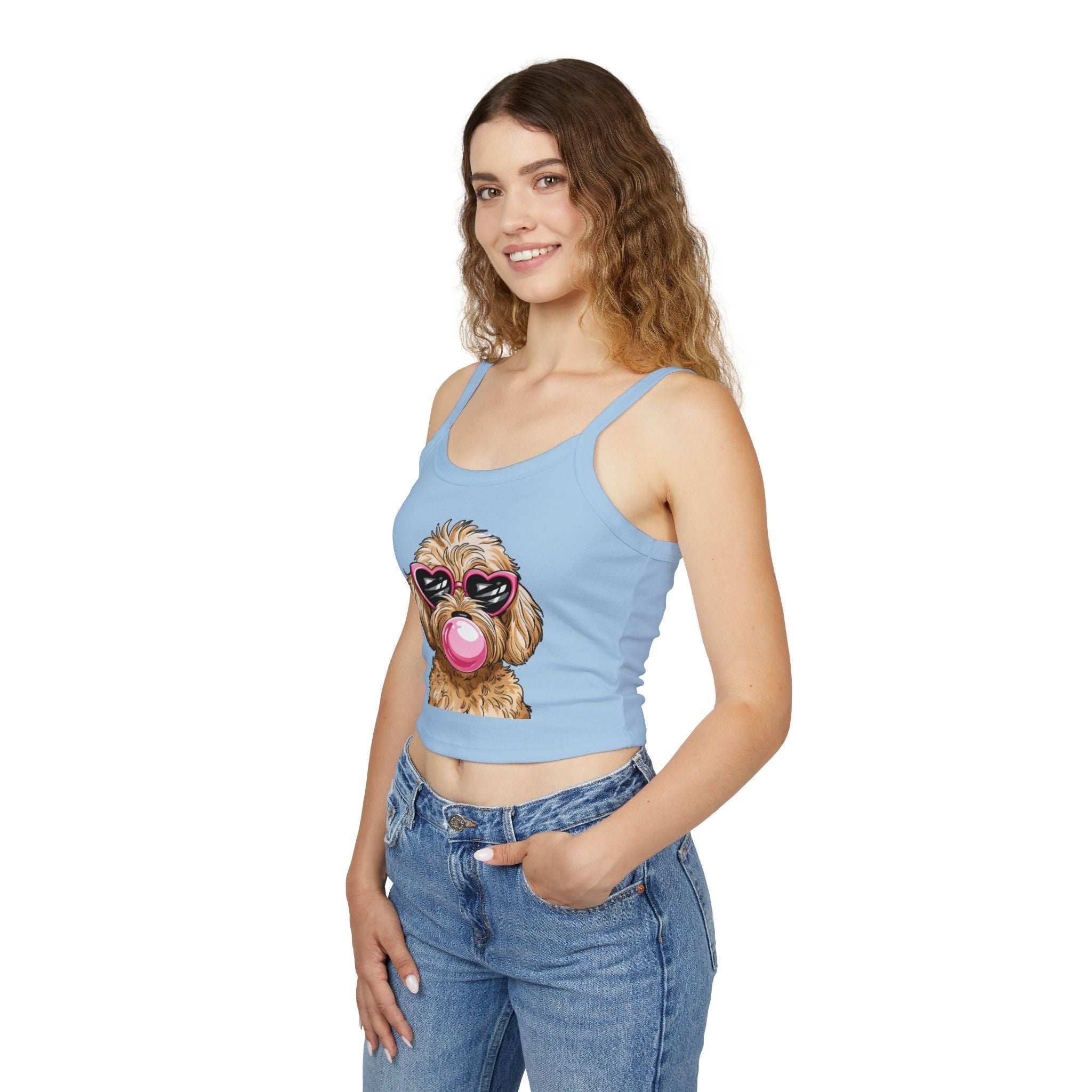 Cool Goldendoodle Blowing Bubble - Women's Spaghetti Strap Tank Top
