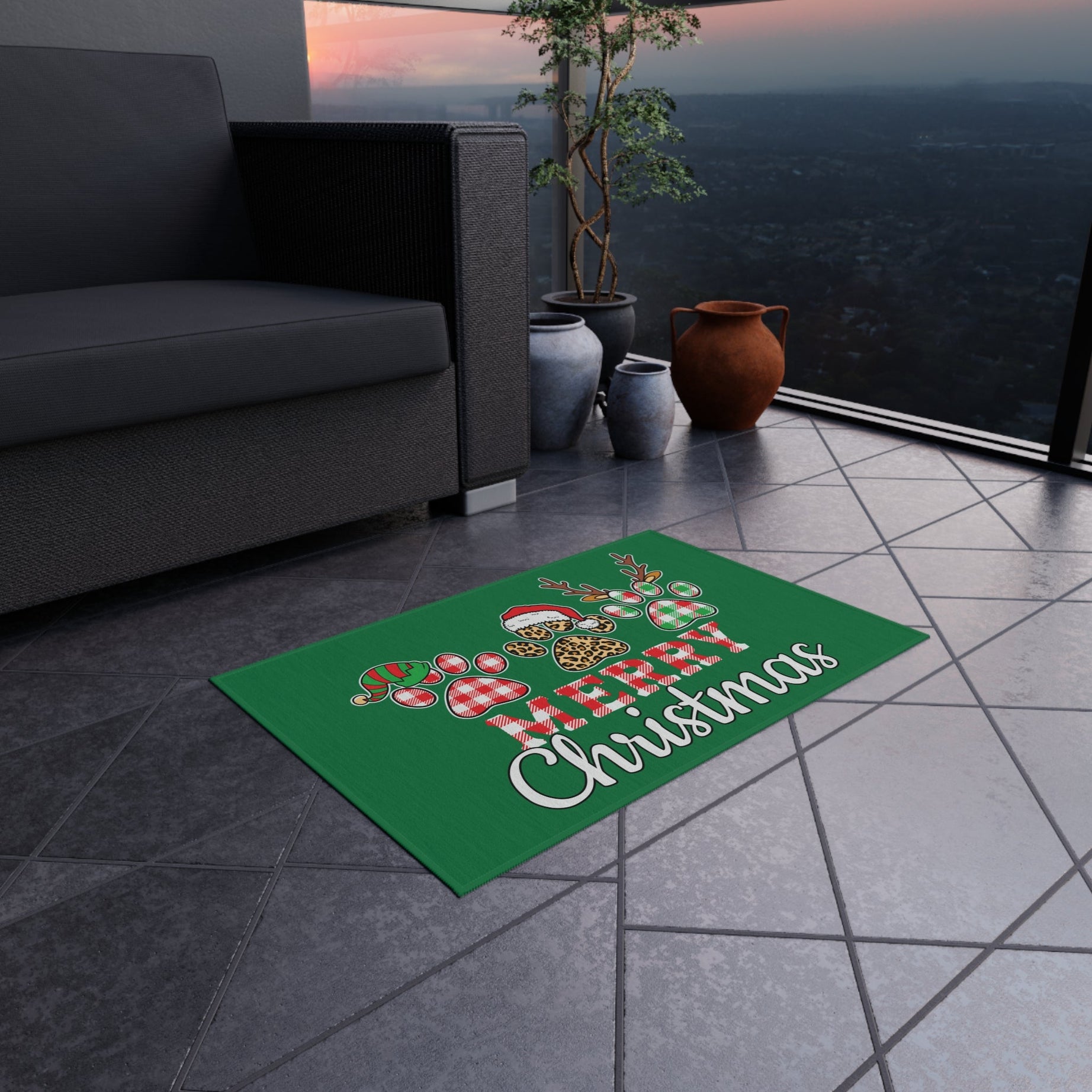 Christmas Pet Doormat - Merry Christmas Paw Print
