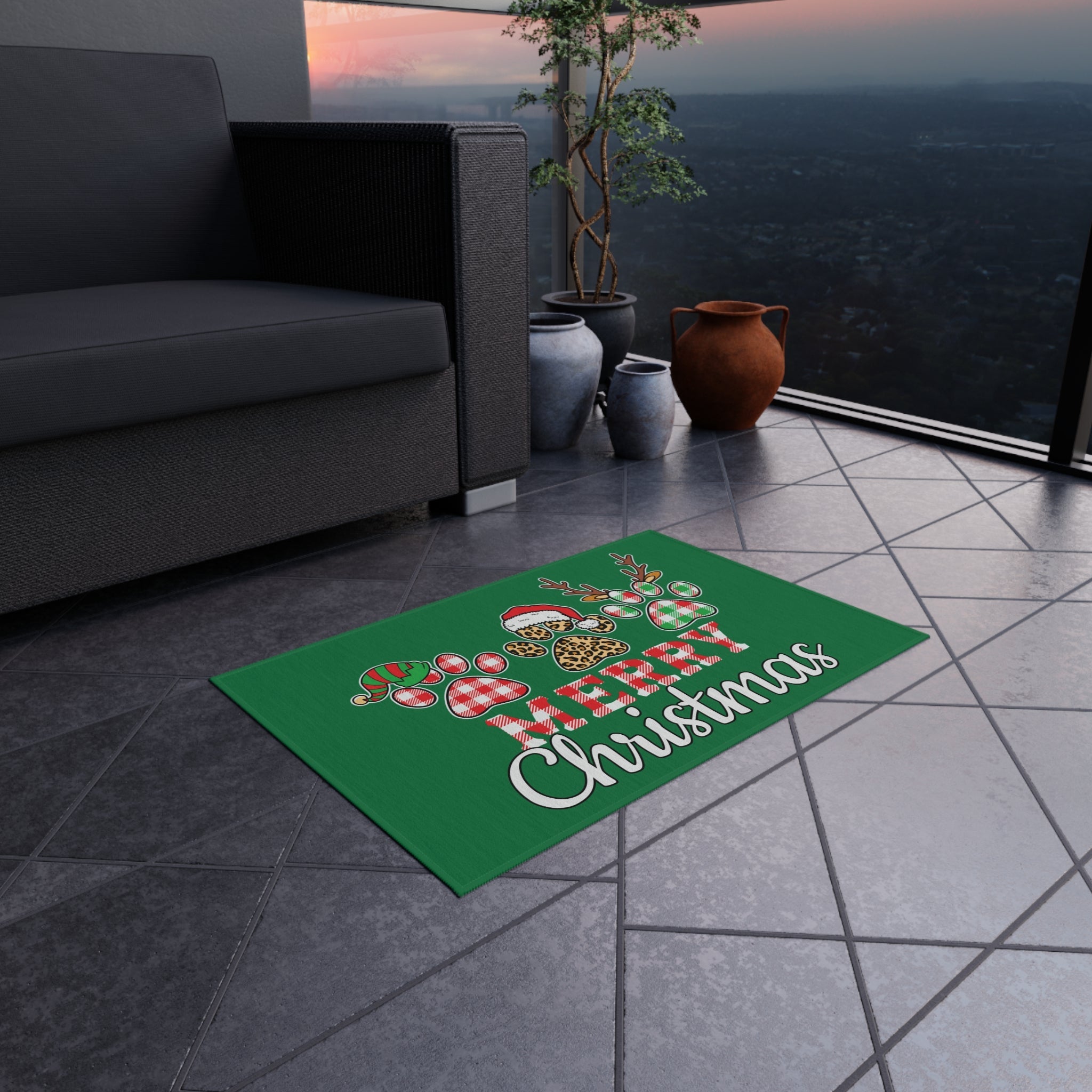 Christmas Pet Doormat - Merry Christmas Paw Print