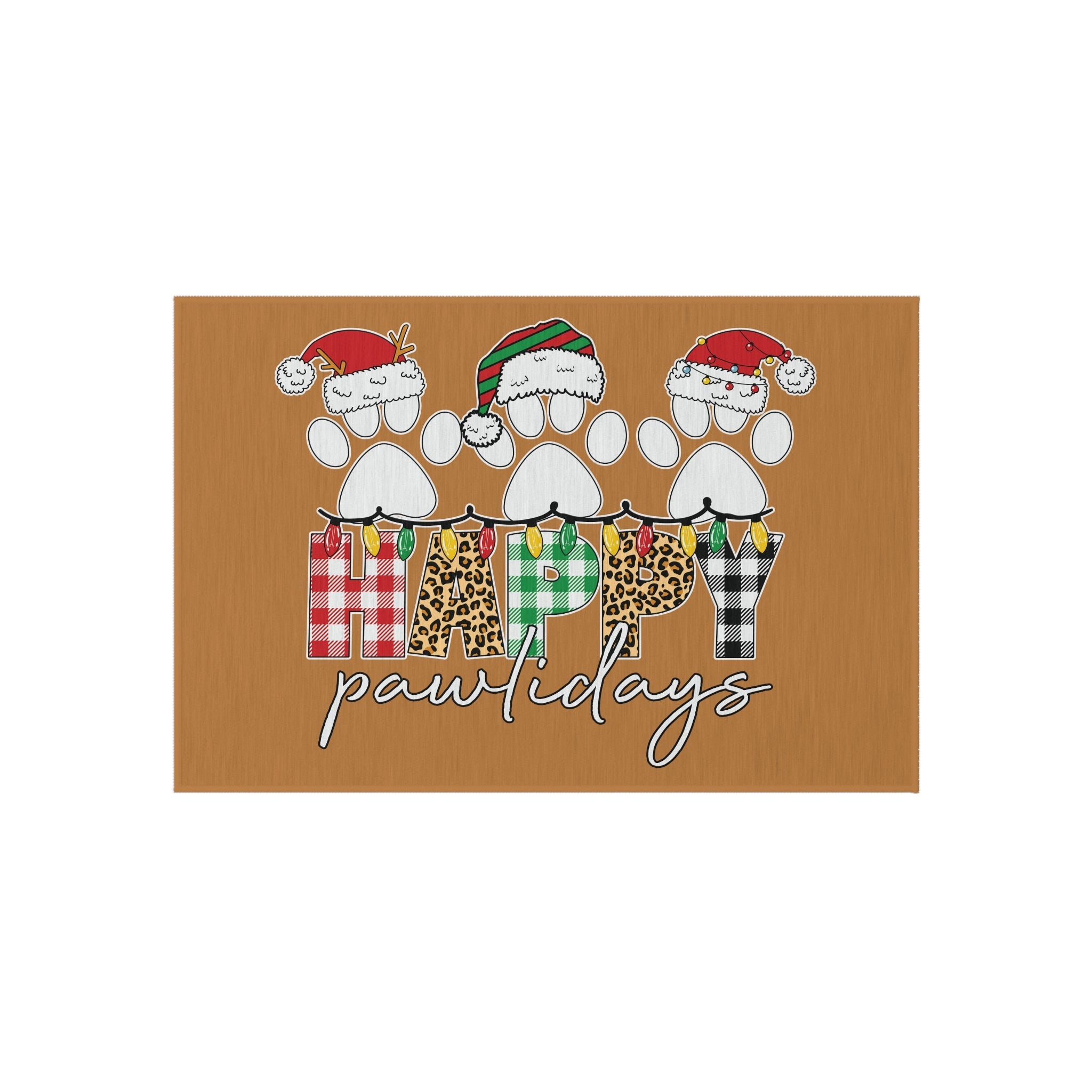 Christmas Doormat - Happy Pawlidays Pet Holiday Rug