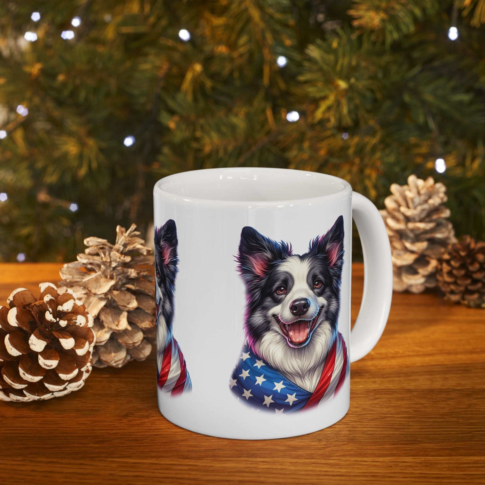Border Collie Patriotic Dog Ceramic Mug - 11oz & 15oz