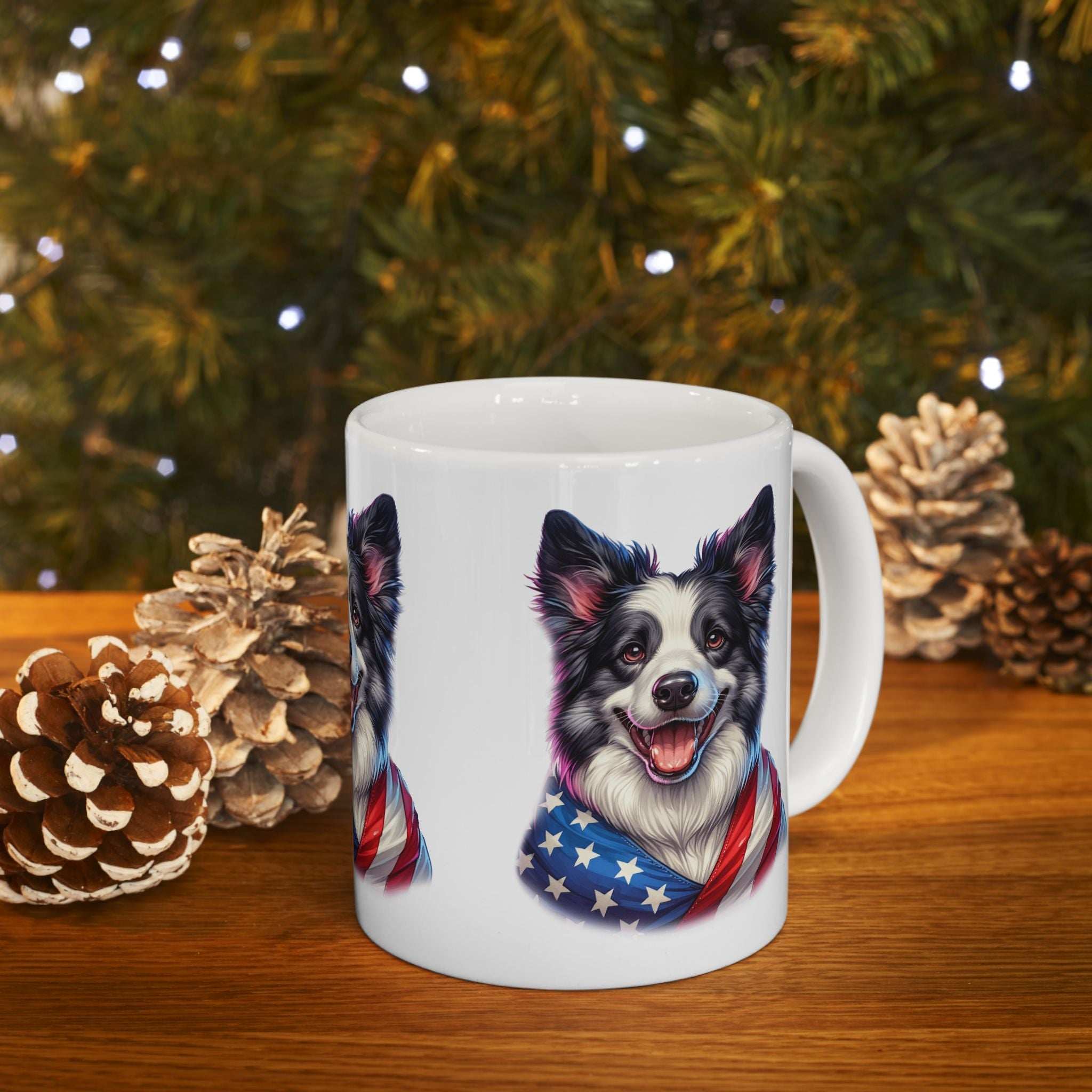 Border Collie Patriotic Dog Ceramic Mug - 11oz & 15oz