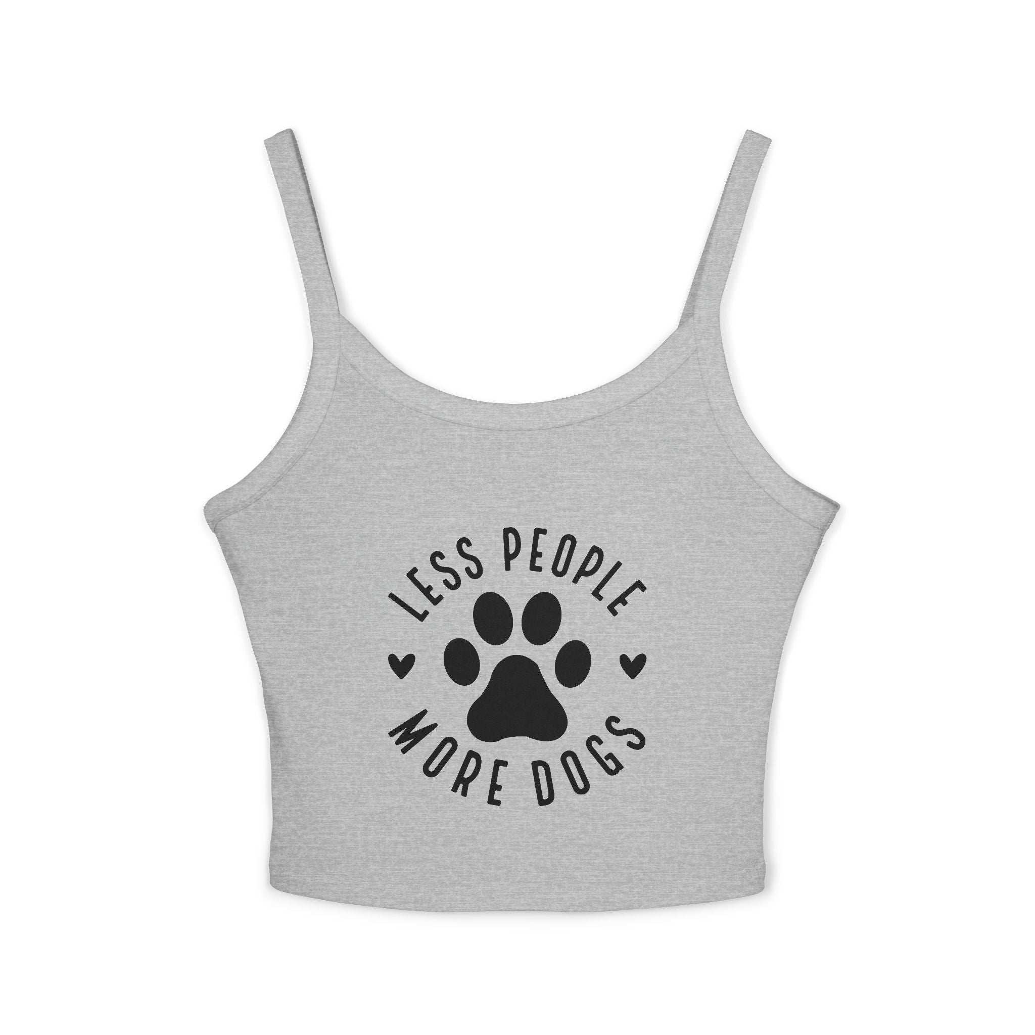 "Less People, More Dogs" Women's Spaghetti Strap Tank Top - Perfect for Dog Lovers
