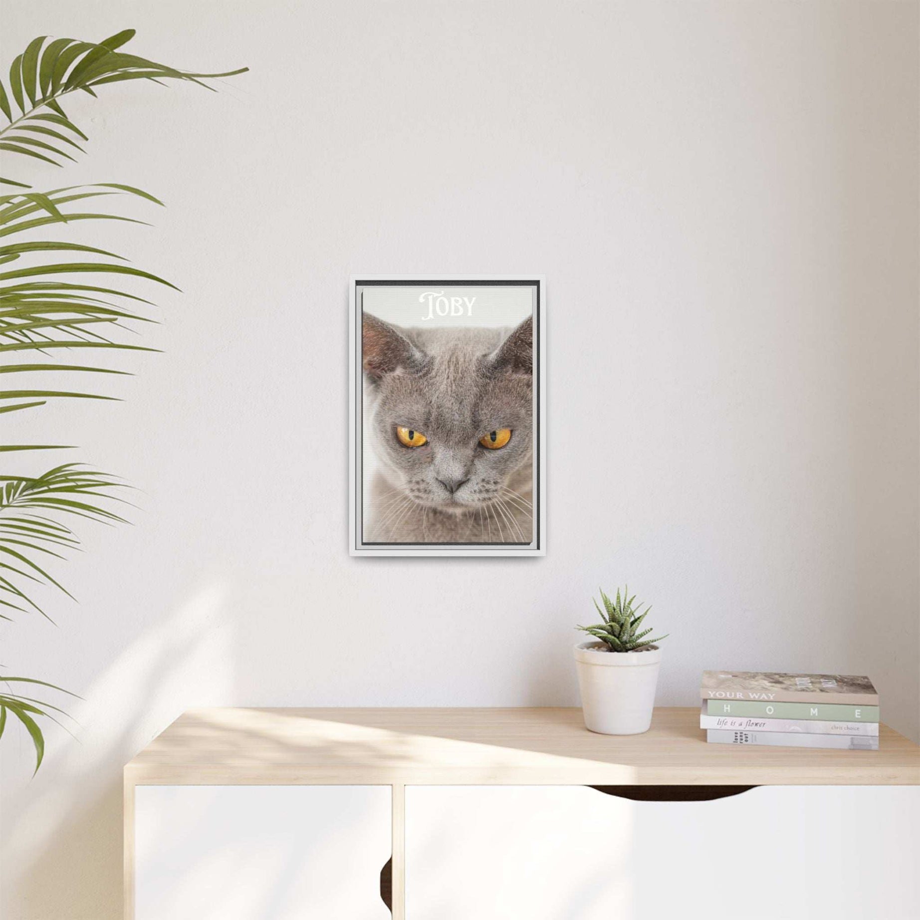 Personalized Photo Wall Art - Framed Matte Canvas Print for Pet Lovers - Customizable Name Print