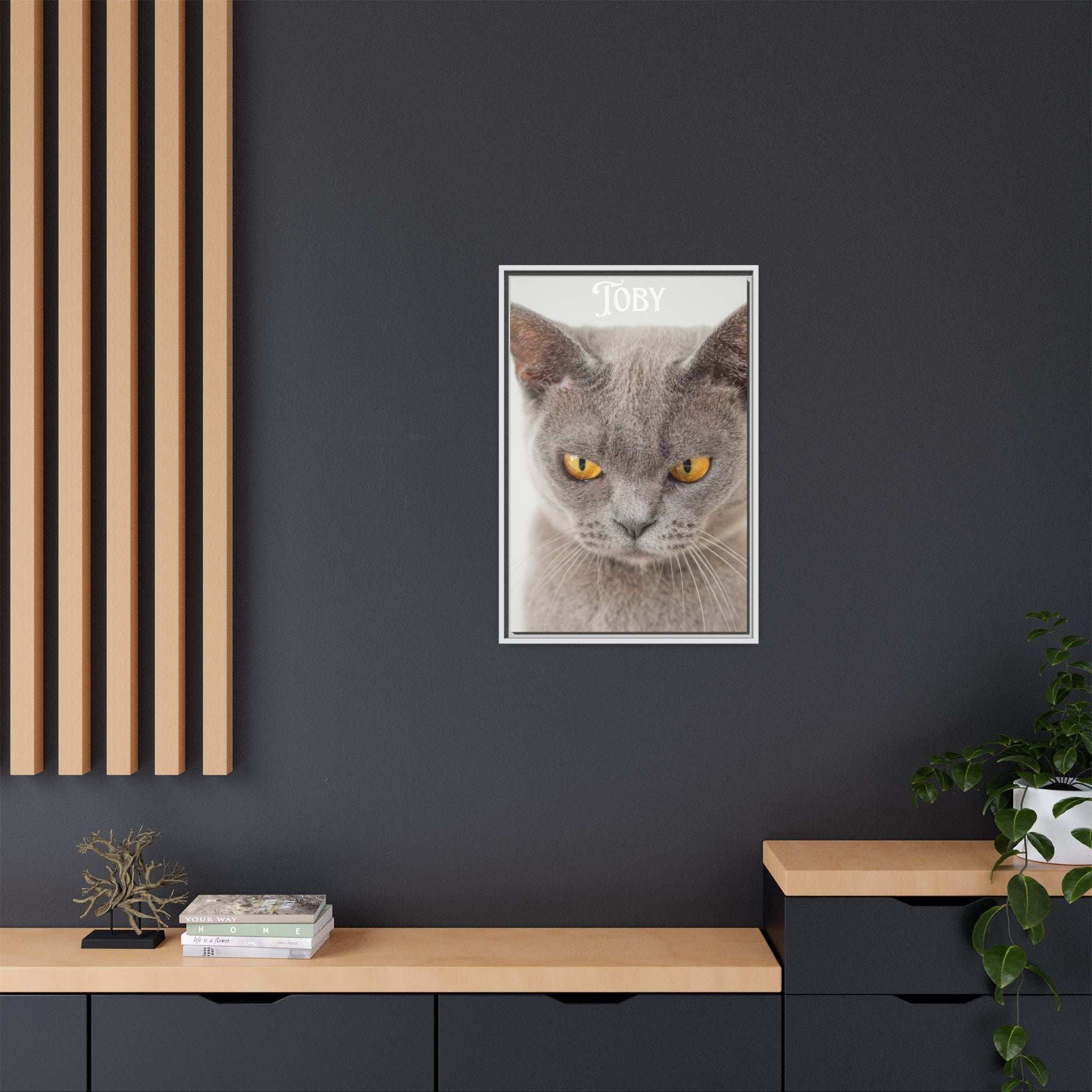 Personalized Photo Wall Art - Framed Matte Canvas Print for Pet Lovers - Customizable Name Print